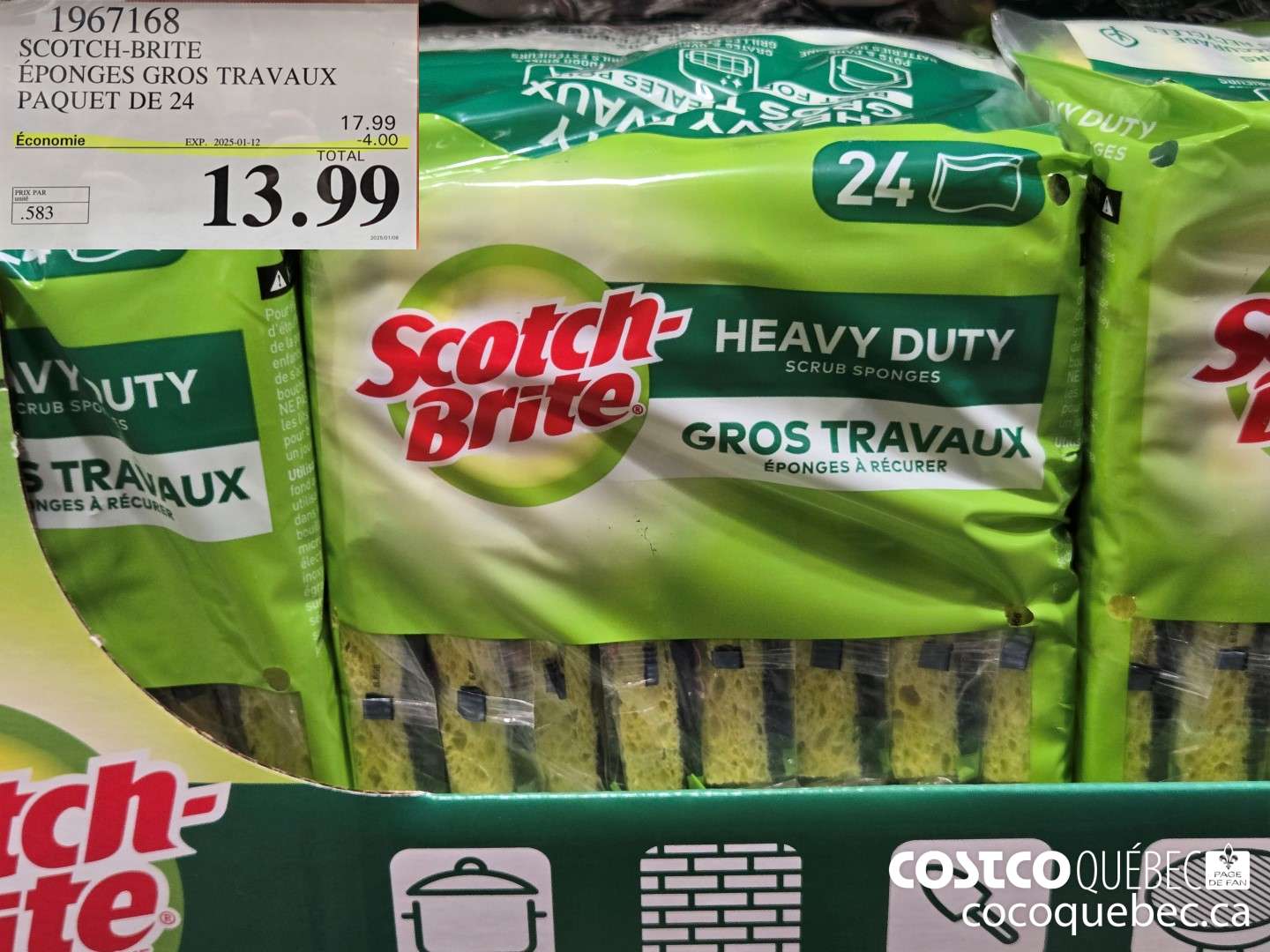 1967168 3M SCOTCH-BRITE EPONGES A RECURER PAQUET DE 24 ($4.00 INSTANT SAVINGS EXPIRES ON 2025-01-19) $13.99