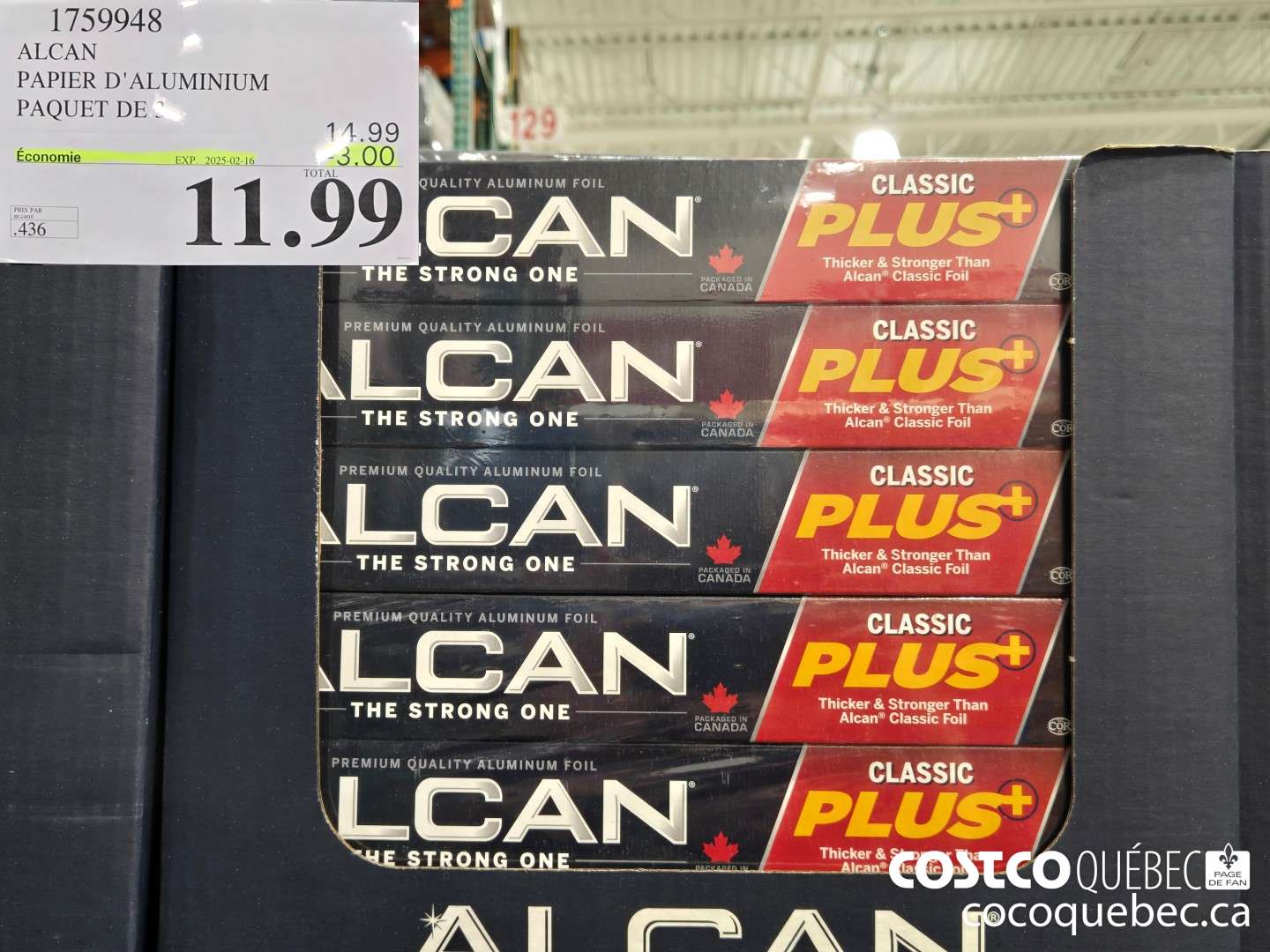 1759948 ALCAN PAPIER D' ALUMINIUM PAQUET DE 3  ($3.00 INSTANT SAVINGS EXPIRES ON 2025-02-02) $11.99