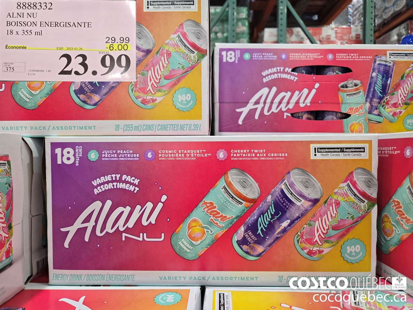 8888332 ALNI NU BOISSON ENERGISANTE 18 x 355 ml  ($6.00 INSTANT SAVINGS EXPIRES ON 2025-01-26) $23.99