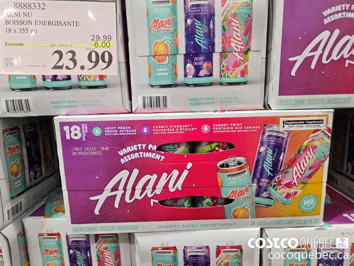 8888332 ALNI NU BOISSON ENERGISANTE 18 x 355 ml  ($6.00 INSTANT SAVINGS EXPIRES ON 2025-01-26) $23.99