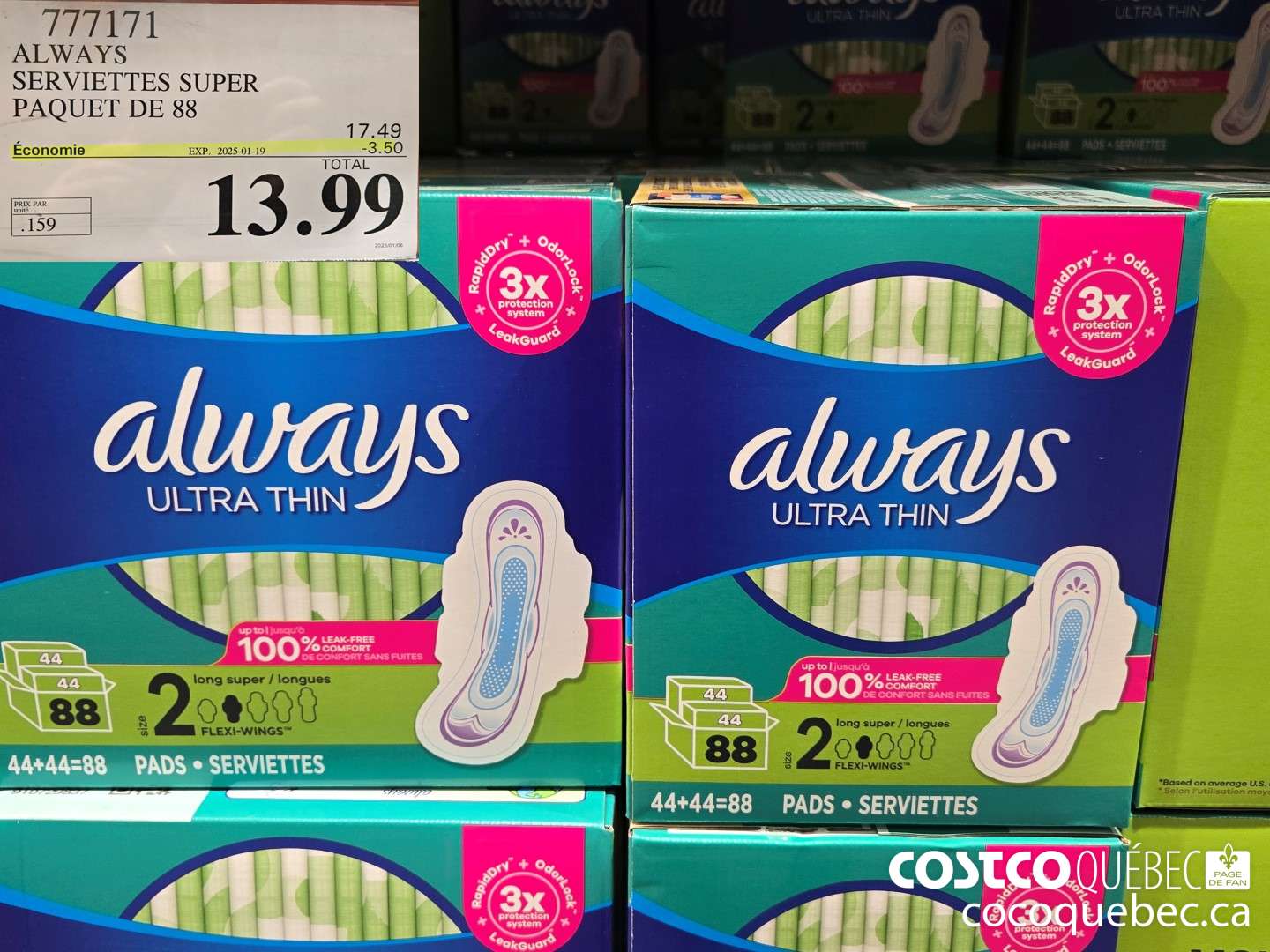 777171 ALWAY ULTRA SERVIETTES SUPER  ($3.50 INSTANT SAVINGS EXPIRES ON 2025-01-19) $13.99