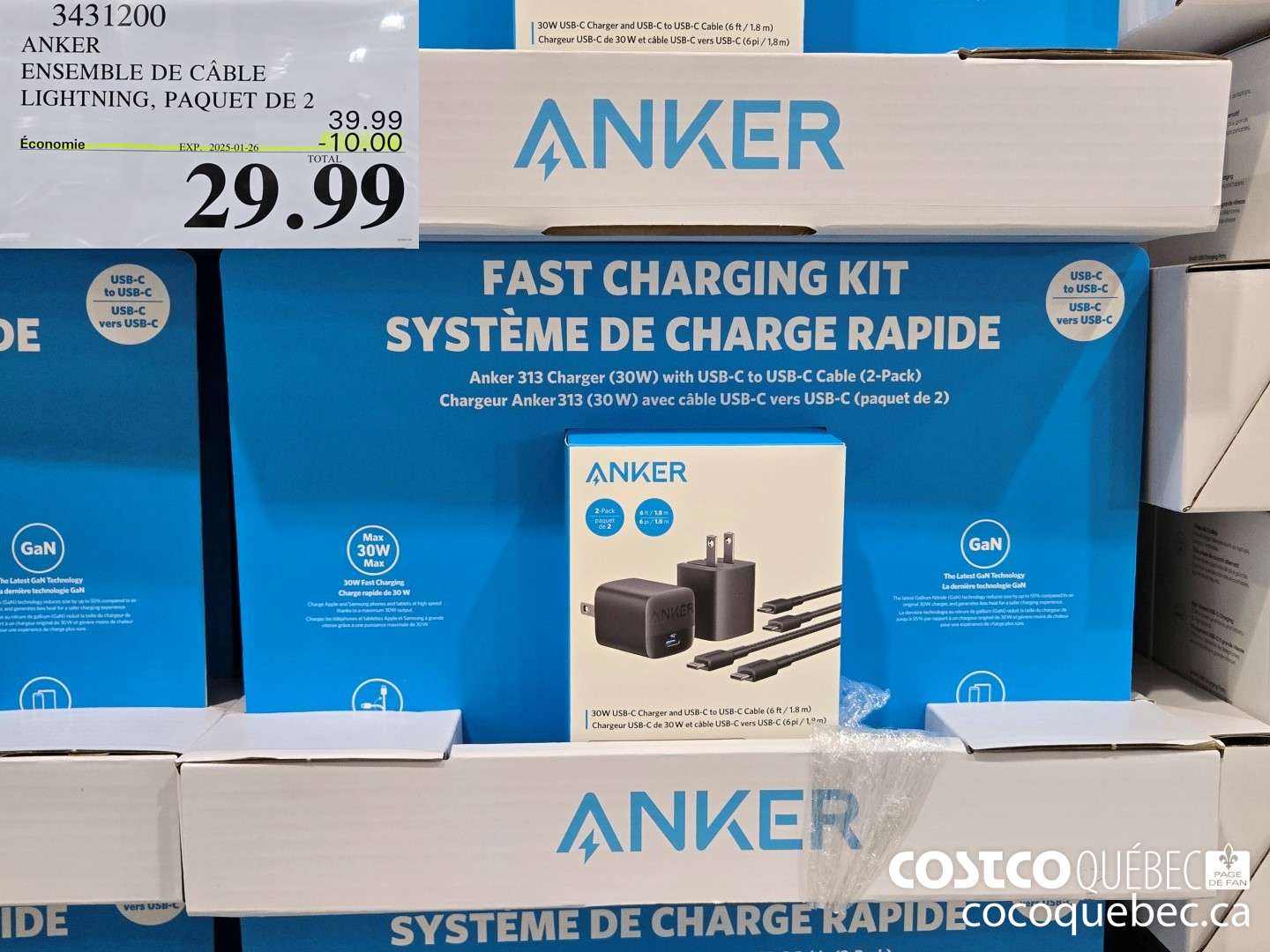 3431200 ANKER ENSEMBLE DE CABLE LIGHTNING ($10.00 INSTANT SAVINGS EXPIRES ON 2025-01-26) $29.99