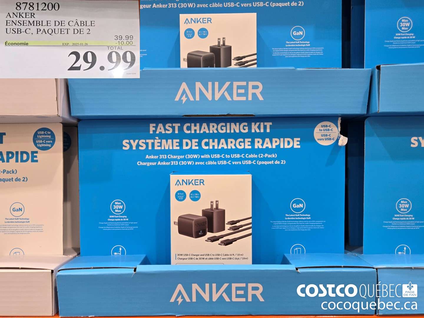 8781200 ANKER ENSEMBLE DE CABLE USB-C PAQUET DE 2 ($10.00 INSTANT SAVINGS EXPIRES ON 2025-01-26) $29.99