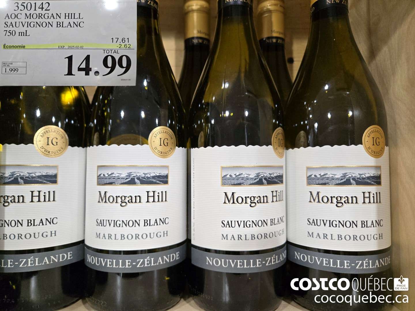 350142 AOC MORGAN HILL SAUVIGNON BLANC 750 mL  ($2.62 INSTANT SAVINGS EXPIRES ON 2025-02-02) $14.99