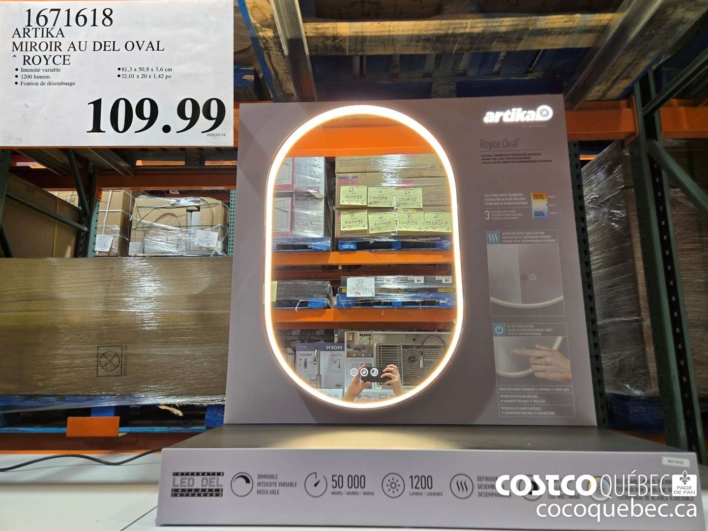 1671618 ARTIKA MIROIR AU DEL OVAL ROYCE  $109.99