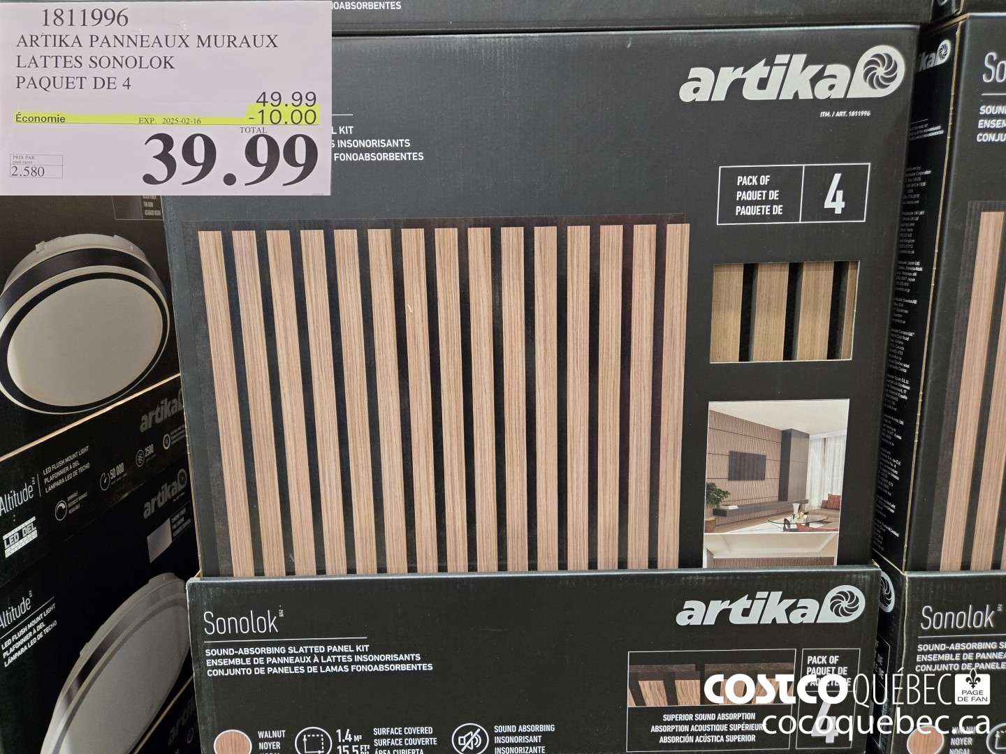 1811996 ARTIKA PANNEAUX MURAUX LATTES SONOLOK PAQUET DE 4  10.00 PFF (EXPIRES ON 2025-02-16) $39.99