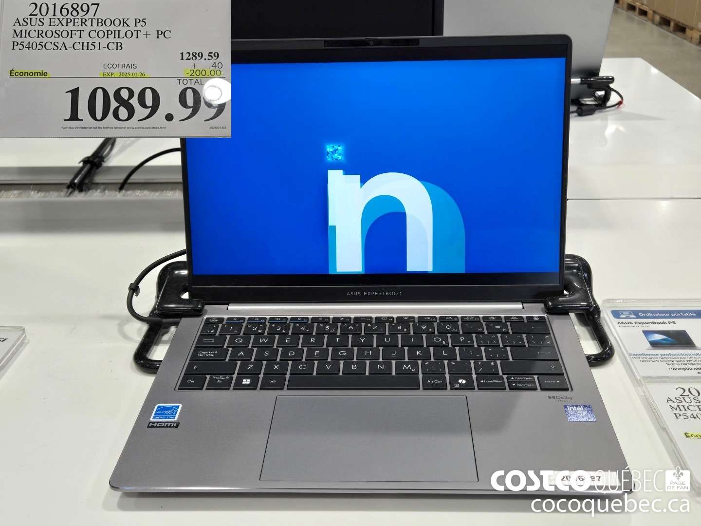 2016897 ASUS EXPERTBOOK P5 MICROSOFT COPILOT + PC P5405CSA-CH51-CB  ($200.00 INSTANT SAVINGS EXPIRES ON 2025-01-26) $1089.94