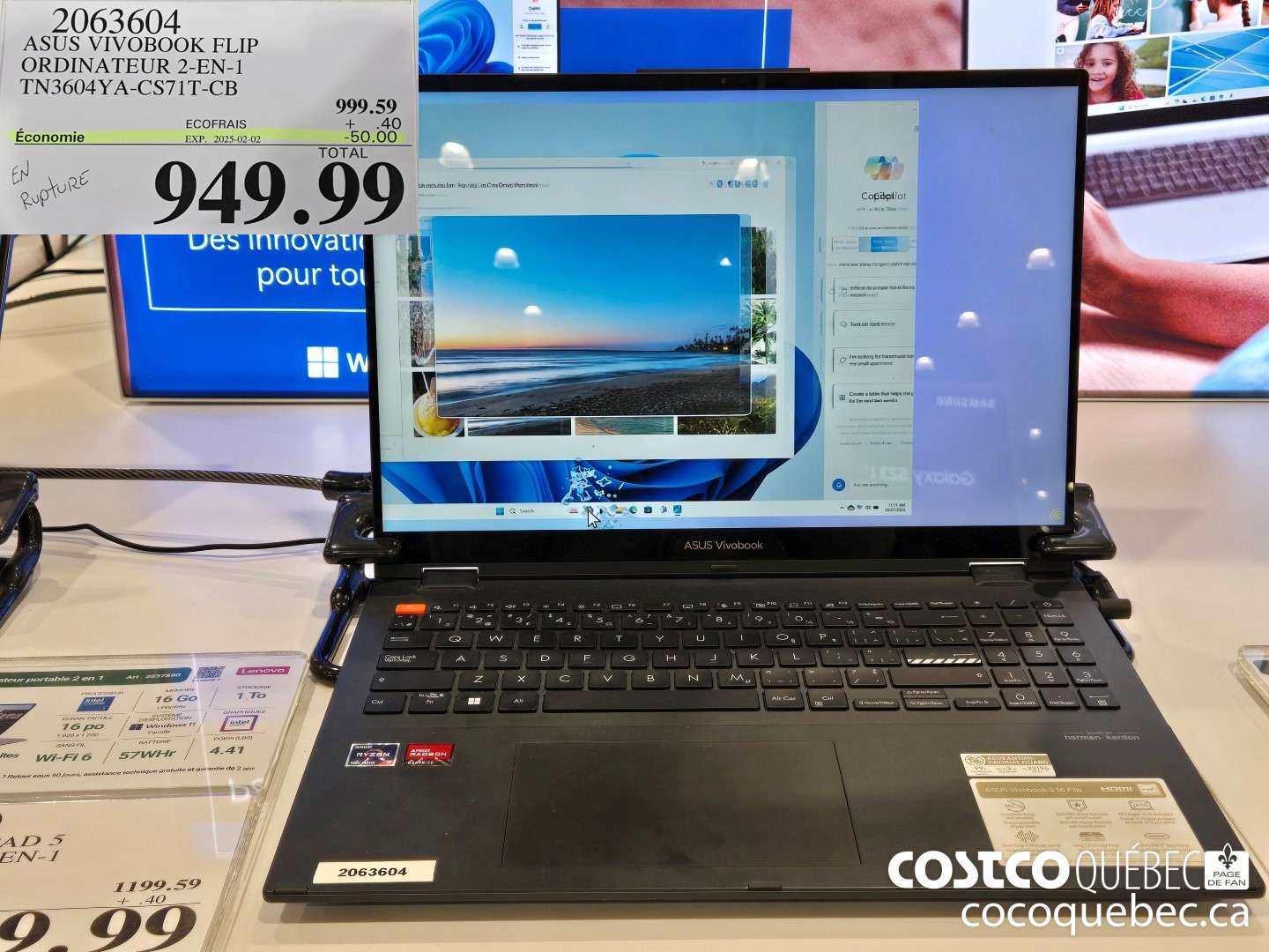 2063604 ASUS VIVOBOOK FLIP ORDINATEUR 2-EN-1 TN3604YA-CS71T-CB  ($50.00 INSTANT SAVINGS EXPIRES ON 2025-02-02) $949.99