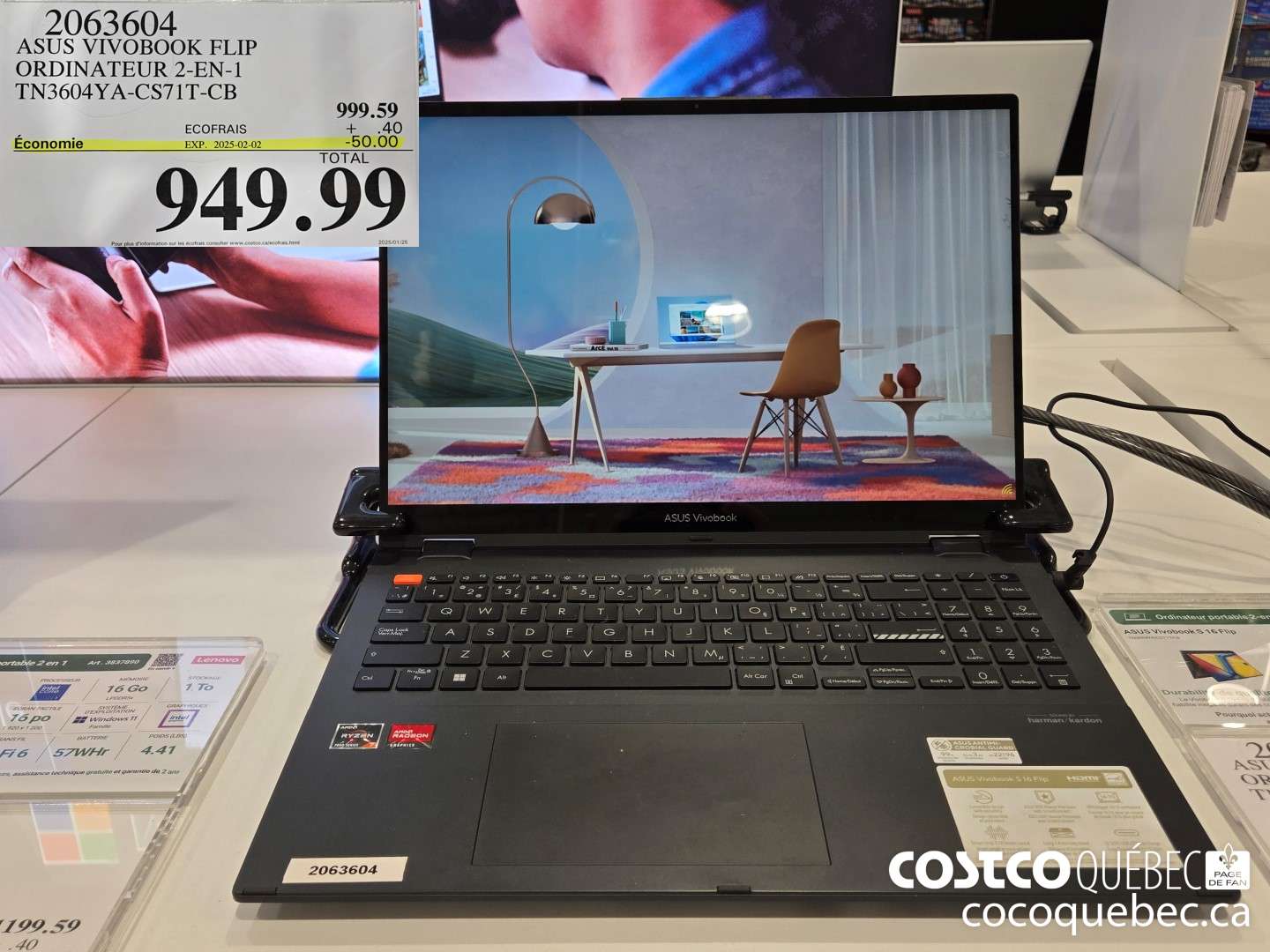 2063604 ASUS VIVOBOOK FLIP ORDINATEUR 2-EN-1 TN3604YA-CS71T-CB  ($50.00 INSTANT SAVINGS EXPIRES ON 2025-02-02) $949.99