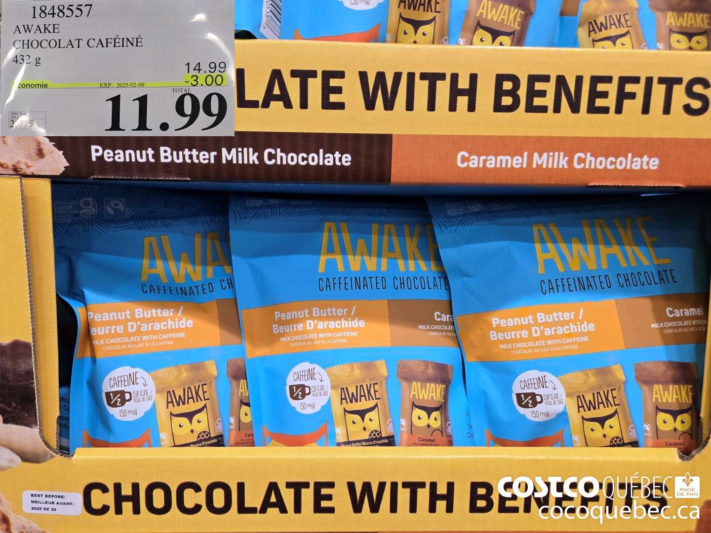 1848557 AWAKE CHOCOLAT CAFEINE  ($3.00 INSTANT SAVINGS EXPIRES ON 2025-02-02) $11.99