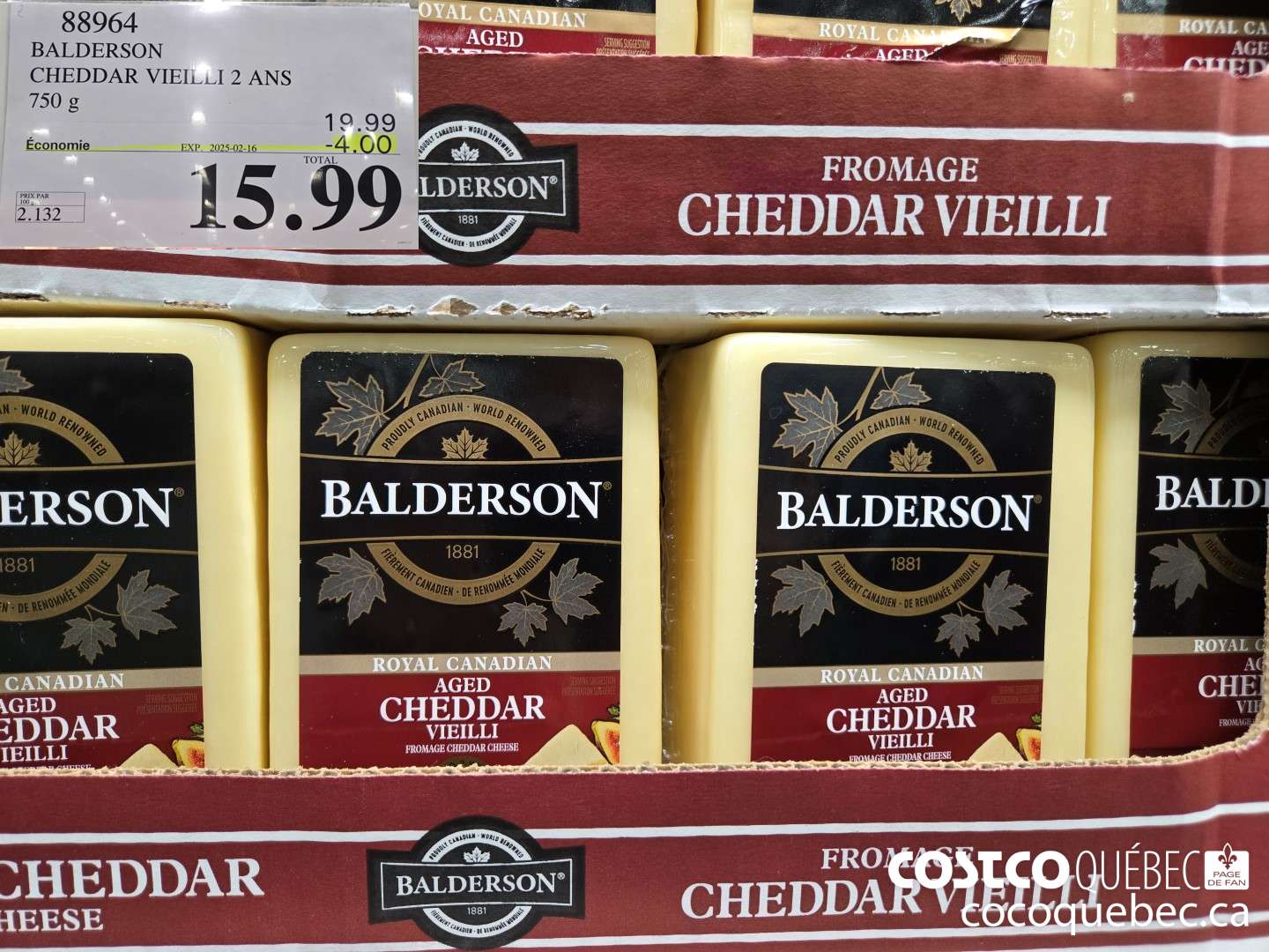 88964 BALDERSON CHEDDAR VIETLLI 2 ANS 750 g  ($4.00 INSTANT SAVINGS EXPIRES ON 2025-02-16) $15.99