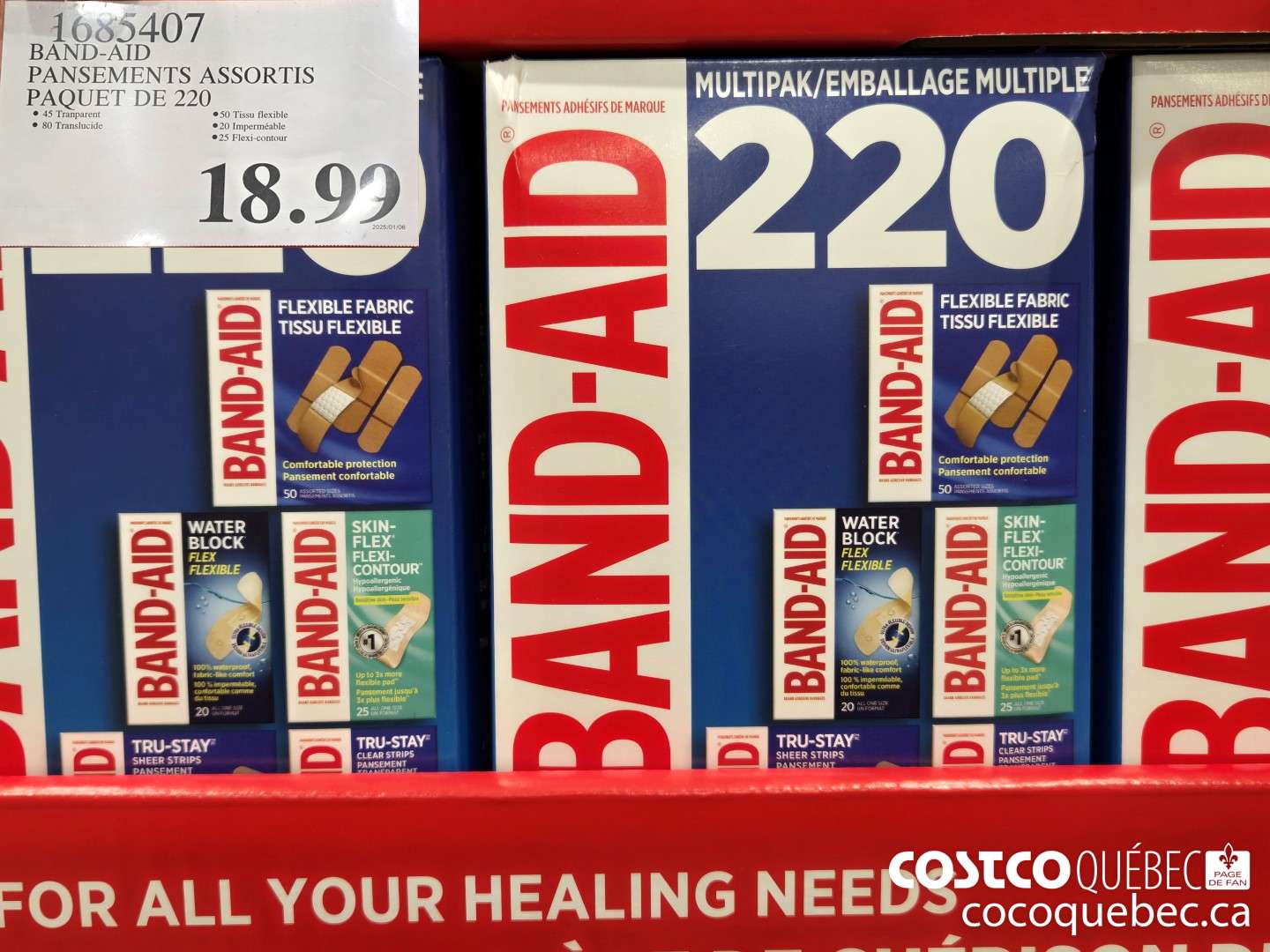 1685407 BAND-AID PANSEMENTS ASSORTIS PAQUET DE 220  $18.99