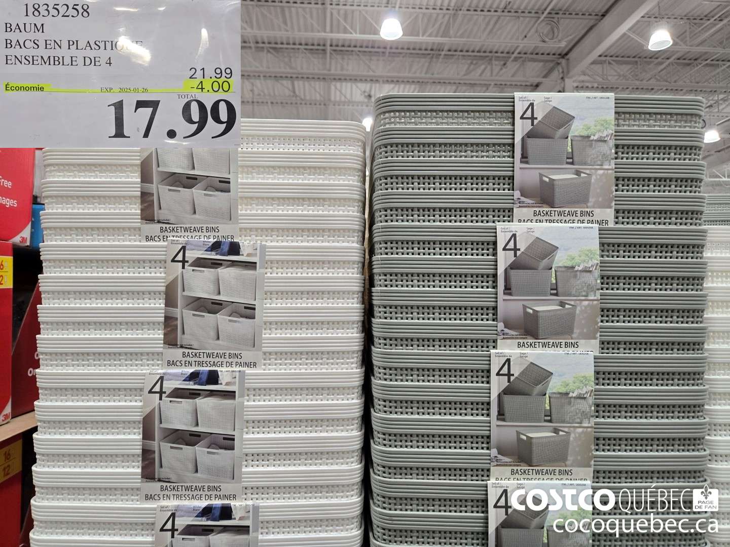 1835258 BAUM BACS EN PLASTIQUE ENSEMBLE DE 4  ($4.00 INSTANT SAVINGS EXPIRES ON 2025-01-26) $17.99