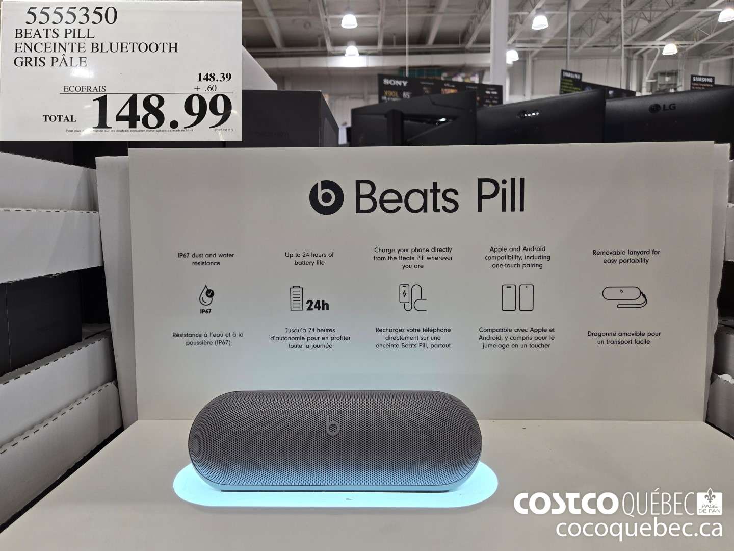 5555350 BEATS PILL ENCEINTE BLUETOOTH GRIS PALE  $148.99