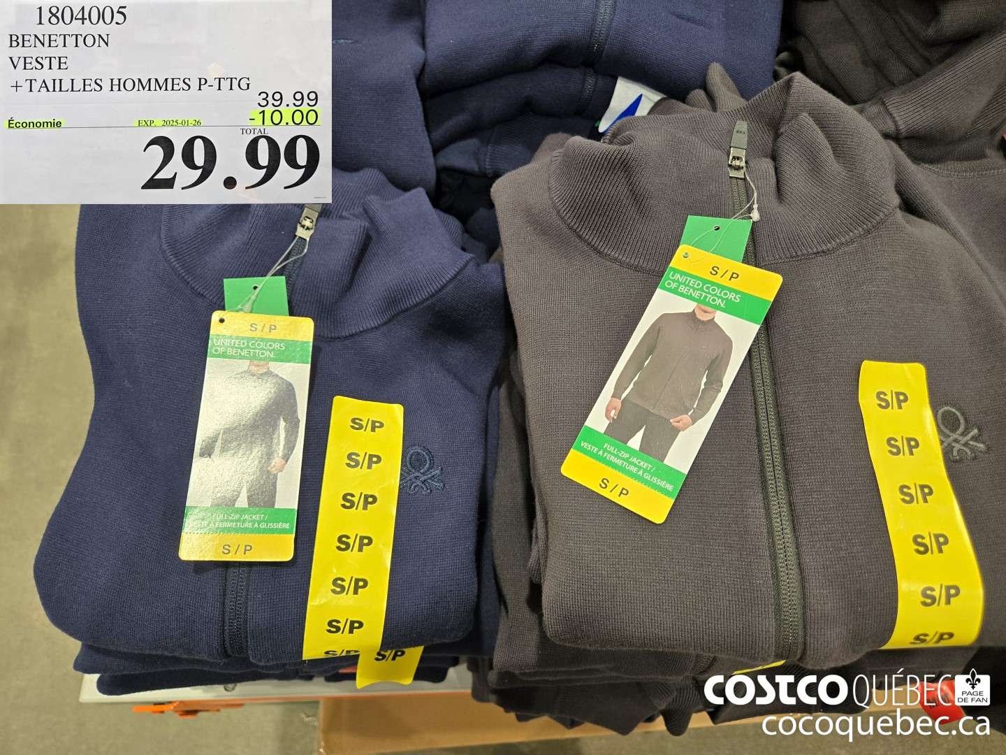 1804005 BENETTON VESTE  ($10.00 INSTANT SAVINGS EXPIRES ON 2025-01-26) $29.99