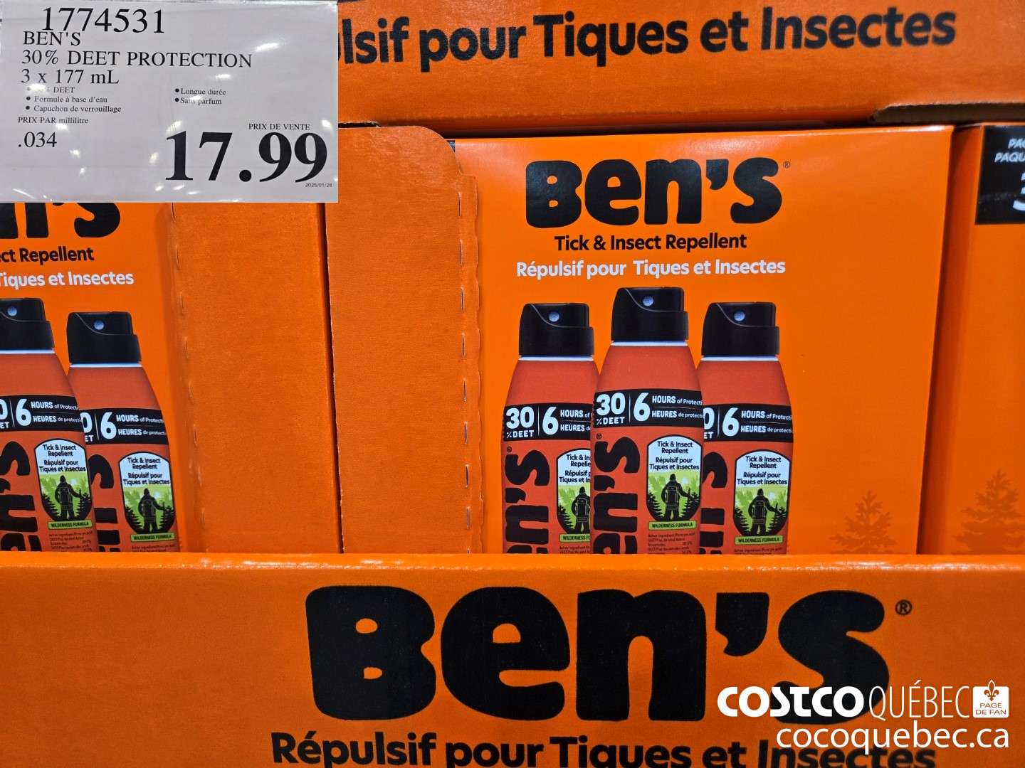 17745318 BEN'S 30% DEET PROTECTION  $17.99