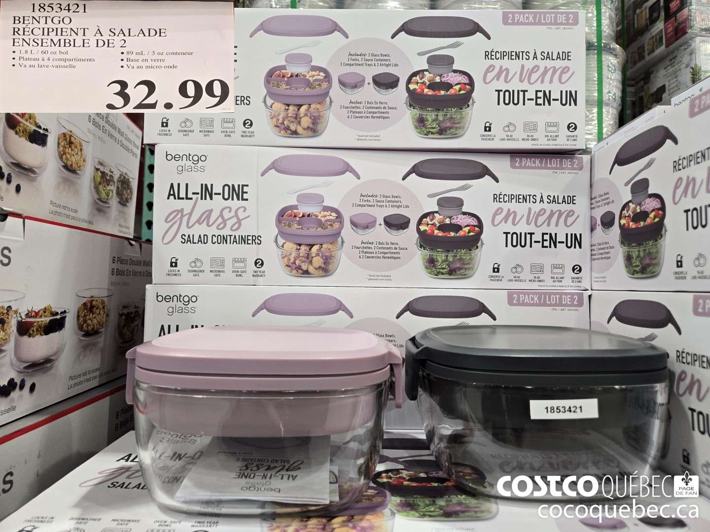1853421 BENTGO RECIPIENT A SALADE ENSEMBLE DE 2  $32.99