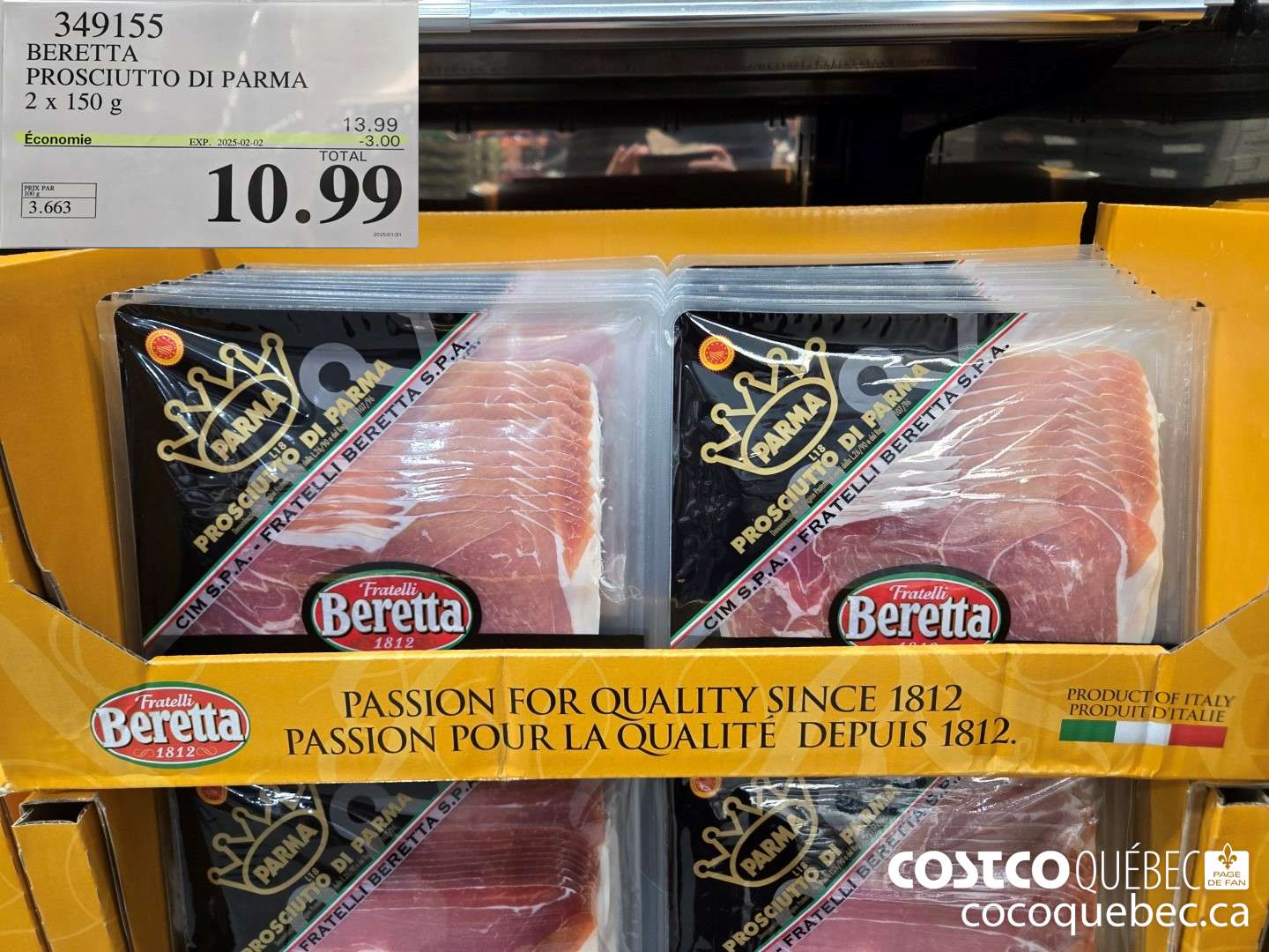 349155 BERETTA PROSCIUTTO DI PARMA 2 X 150 G  ($3.00 INSTANT SAVINGS EXPIRES ON 2025-02-02) $10.99