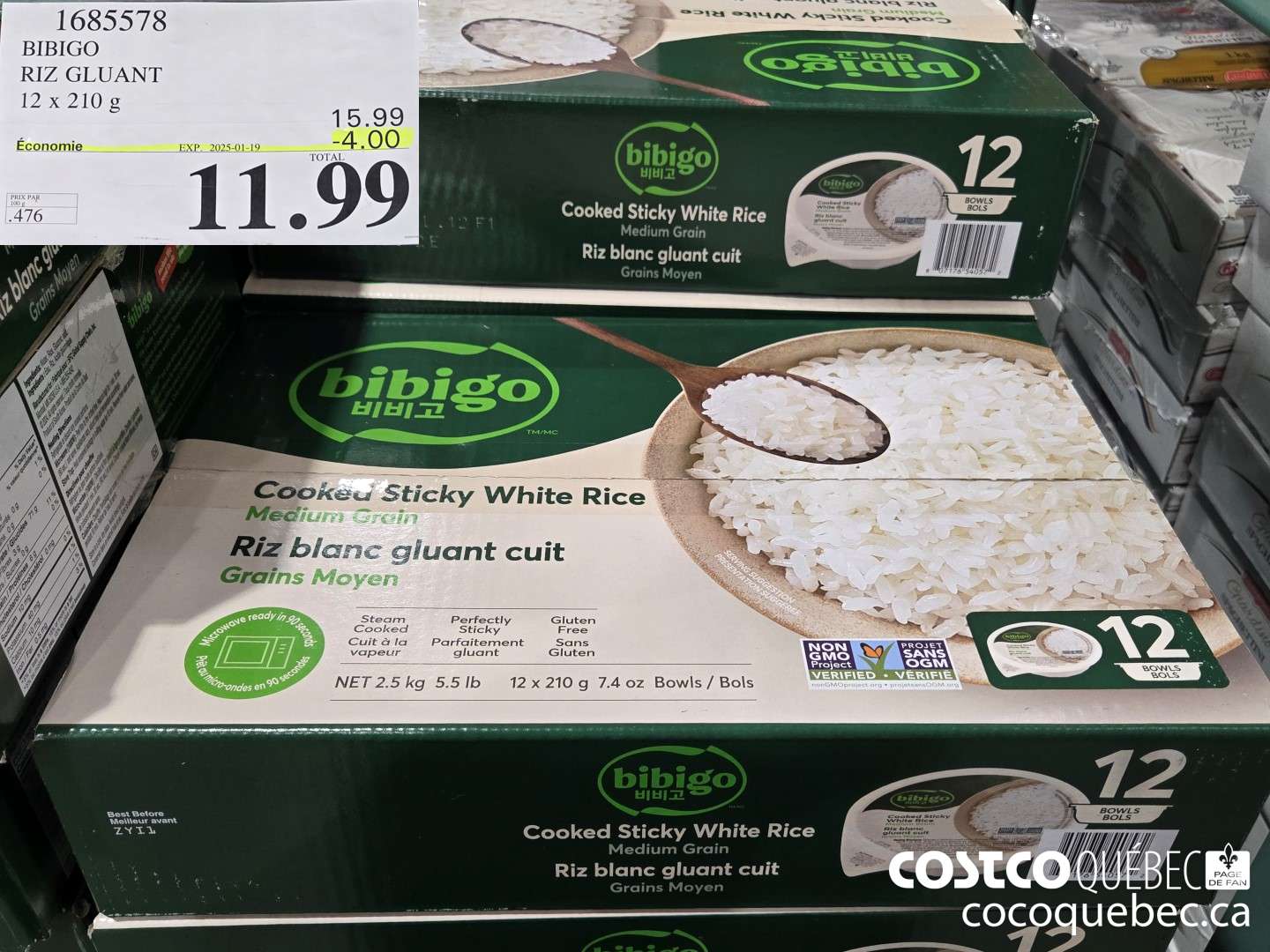 1685578 BIBIGO RIZ GLUANT 12x 210 G  ($4.00 INSTANT SAVINGS EXPIRES ON 2025-01-19) $11.99