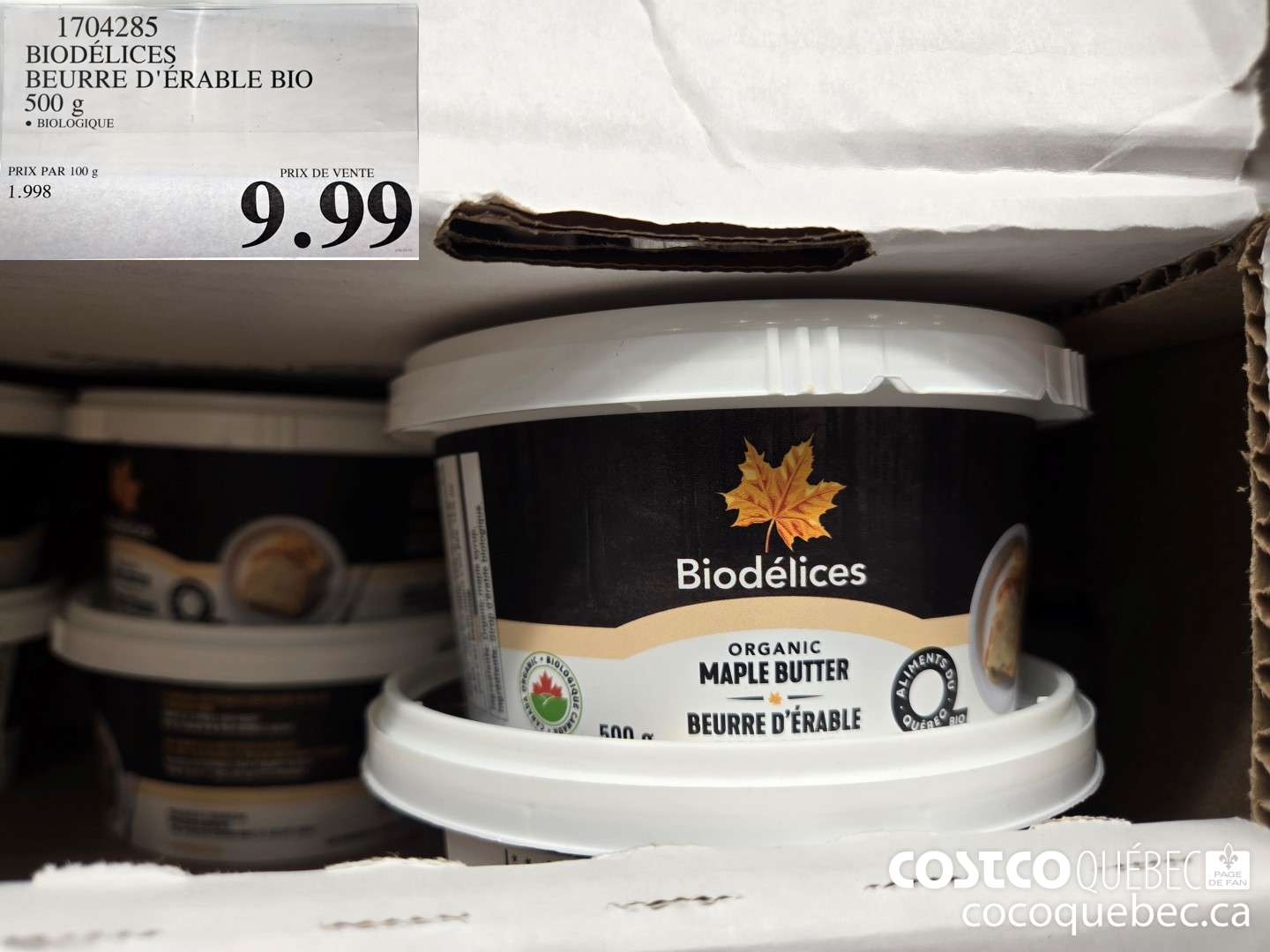 1704285 BIODELICES BEURRE D'ERABLE BIO  $9.99