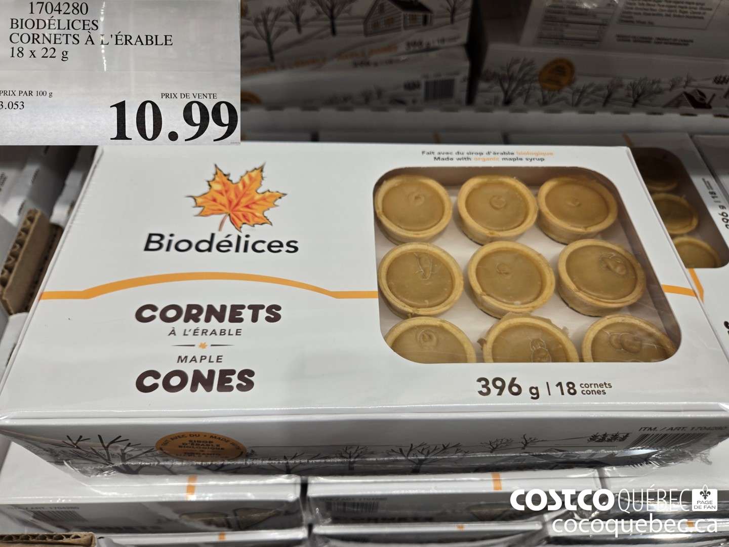 1704280 BIODELICES CORNETS A 'ERABLE  $10.99