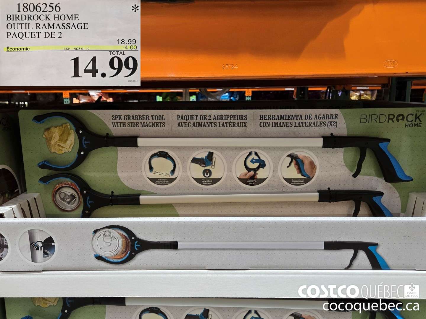 1806256 BIRDROCK HOME OUTIL RAMASSAGE PAQUET DE 2  ($4.00 INSTANT SAVINGS EXPIRES ON 2025-01-19) $14.99