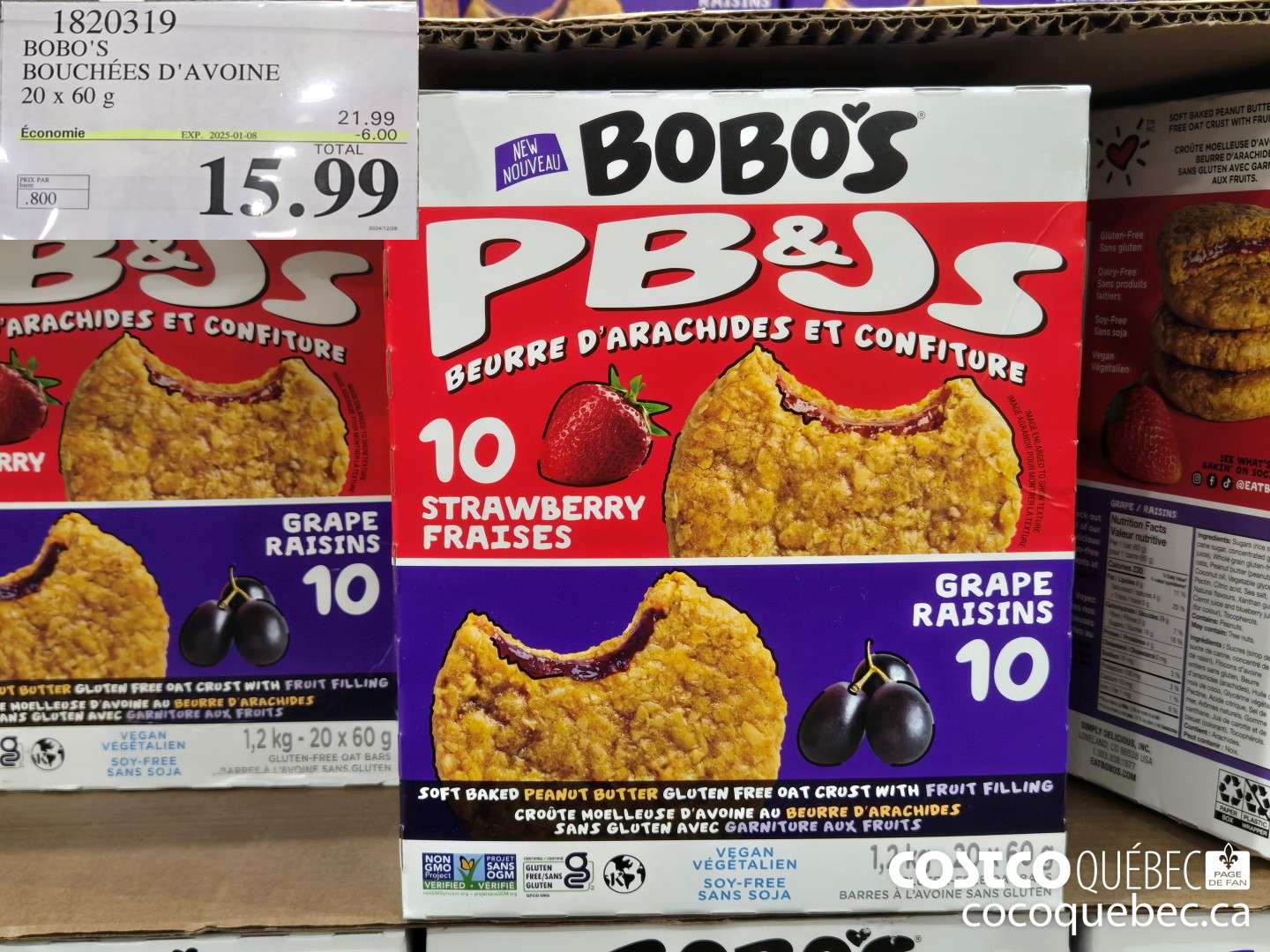 1820319 BOBO'S BOUCHEES D'AVOINE 20 x 60 g  ($6.00 INSTANT SAVINGS EXPIRES ON 2025-01-08) $15.99