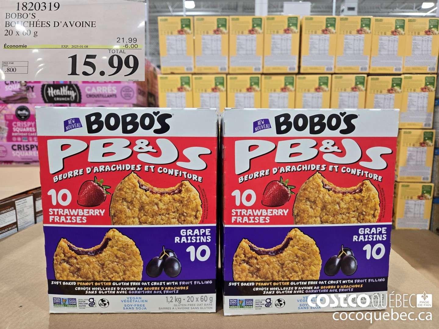 1820319 BOBO'S BOUCHEES D'AVOINE 20 x 60 g  ($6.00 INSTANT SAVINGS EXPIRES ON 2025-01-08) $15.99