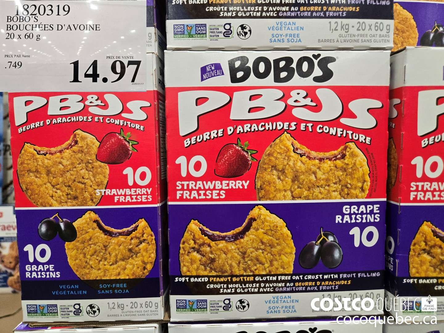 1820319 BOBO'S BOUCHEES D'AVOINE 20 x 60 g  $14.97