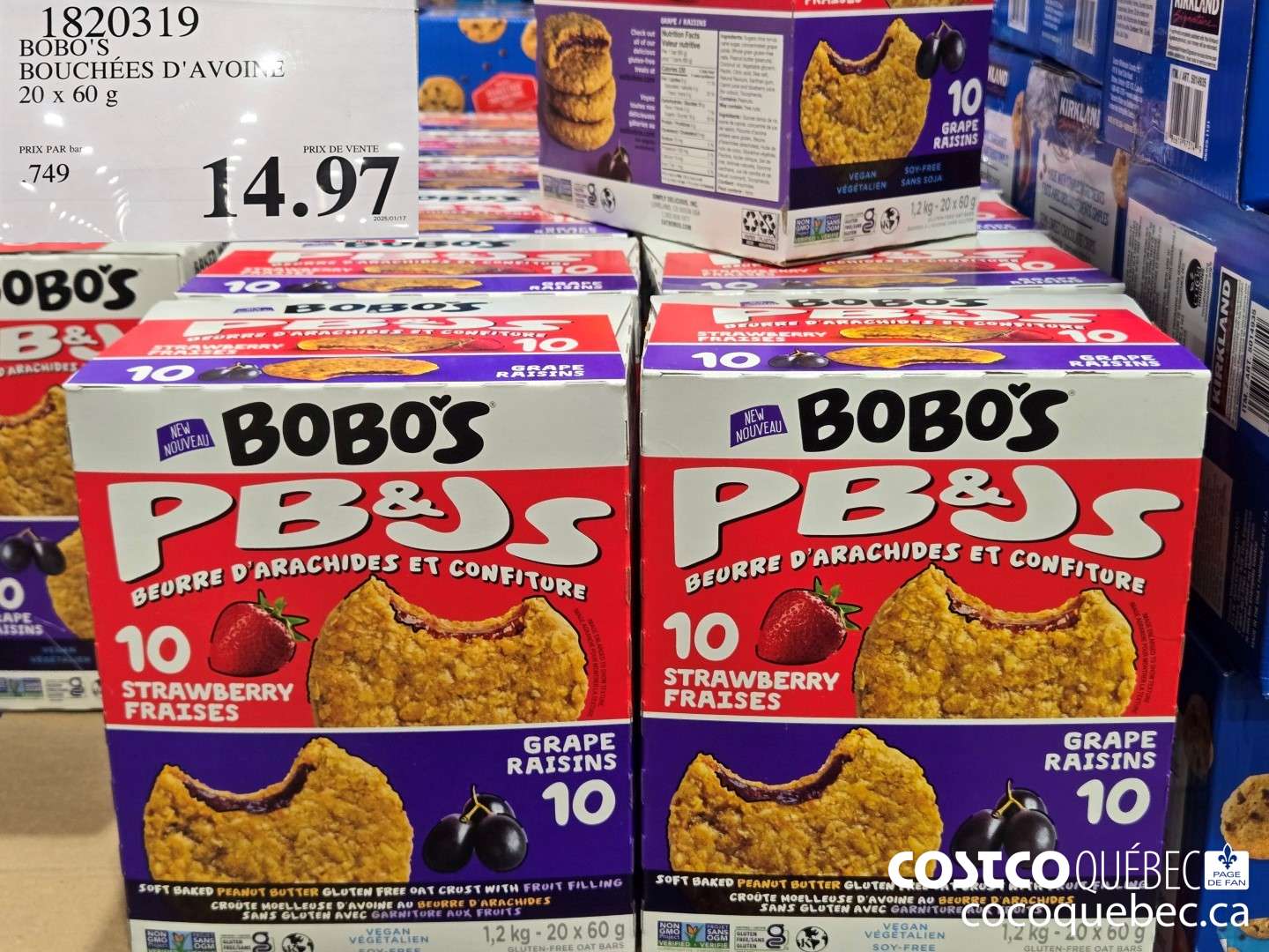 1820319 BOBO'S BOUCHEES D'AVOINE 20 x 60 g  $14.97