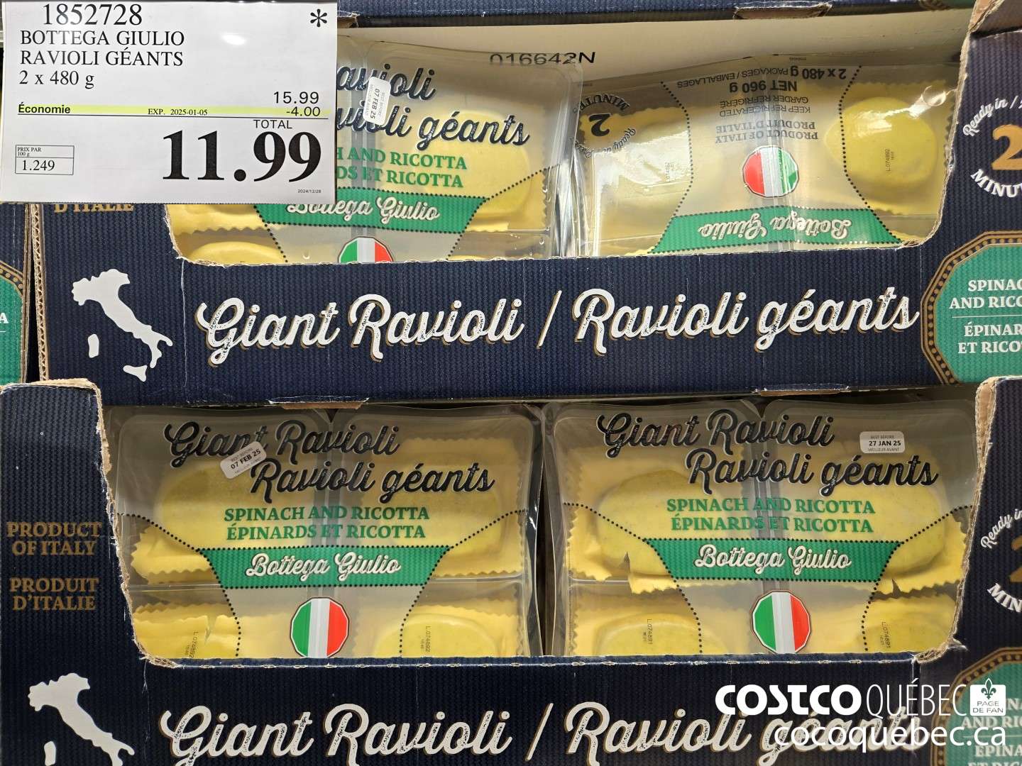 1852728 BOTTEGA GIULIO RAVIOI 1 GEANTS 2 x 48C g  ($4.00 INSTANT SAVINGS EXPIRES ON 2025-01-05) $11.99