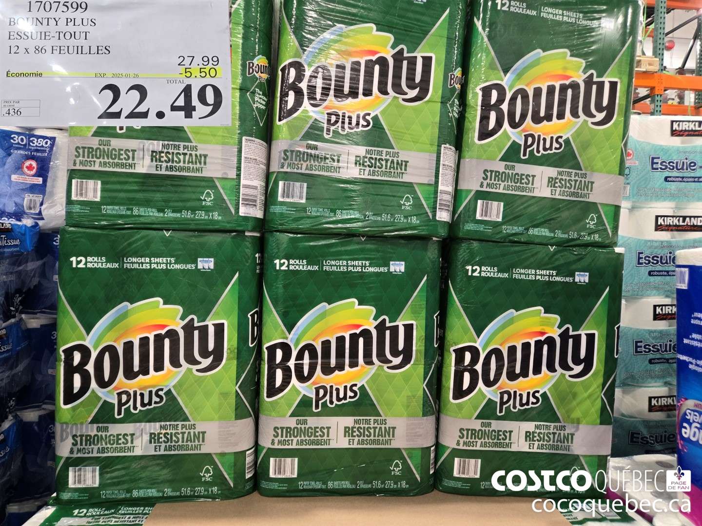 1707599 BOUNTY PLUS ESSUIE- TOUT 12 x 86 PEUILLES  ($5.50 INSTANT SAVINGS EXPIRES ON 2025-01-26) $22.49