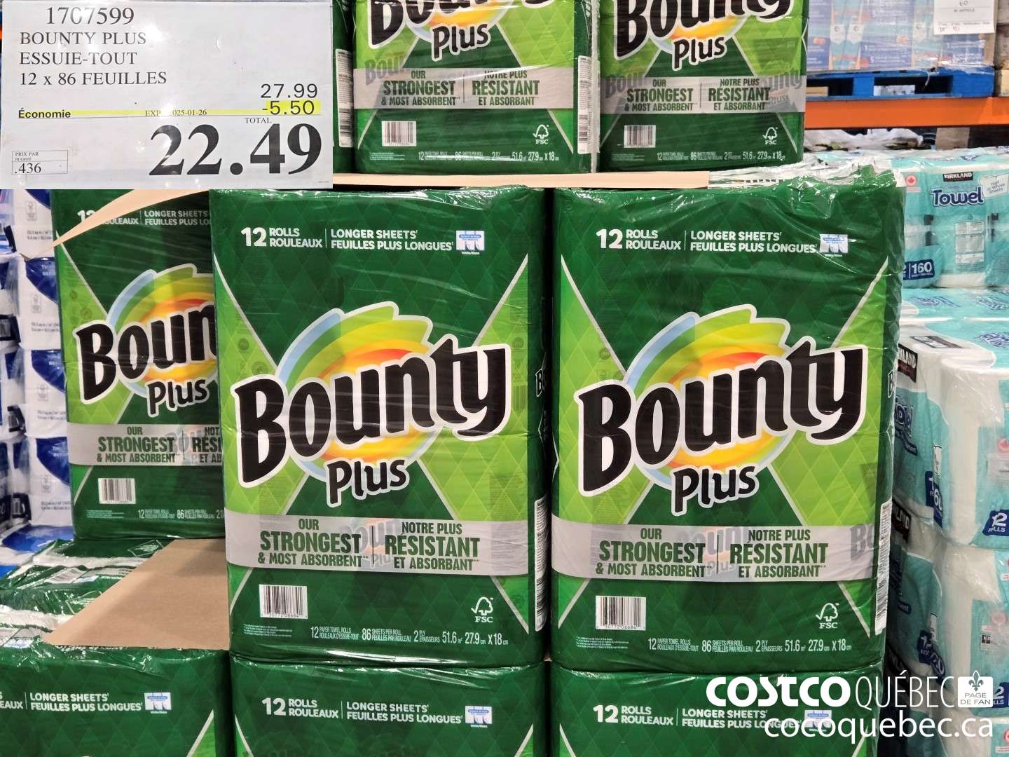 1707599 BOUNTY PLUS ESSUIE- TOUT 12 x 86 PEUILLES  ($5.50 INSTANT SAVINGS EXPIRES ON 2025-01-26) $22.49