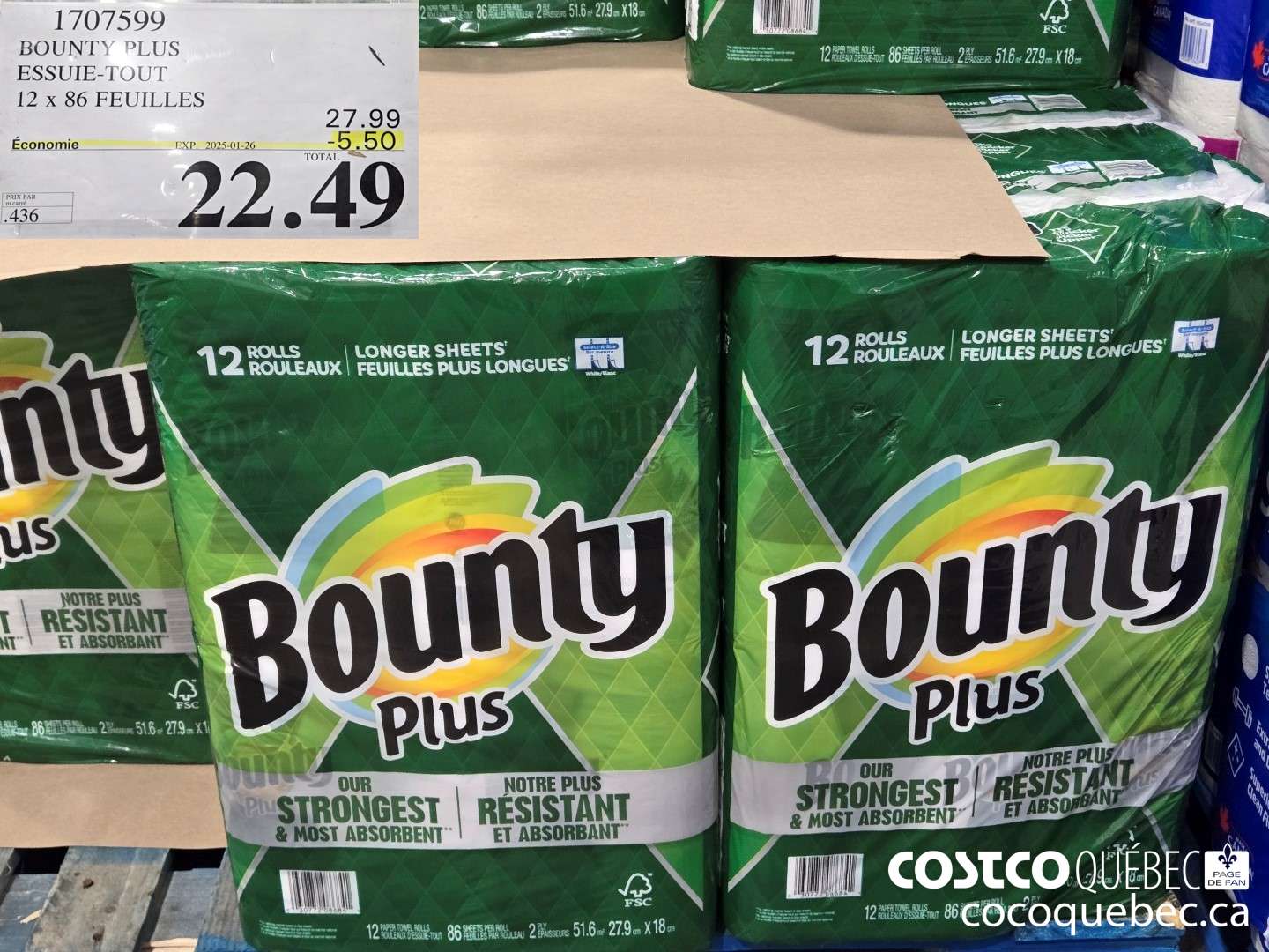 1707599 BOUNTY PLUS ESSUIE- TOUT 12 x 86 PEUILLES  ($5.50 INSTANT SAVINGS EXPIRES ON 2025-01-26) $22.49
