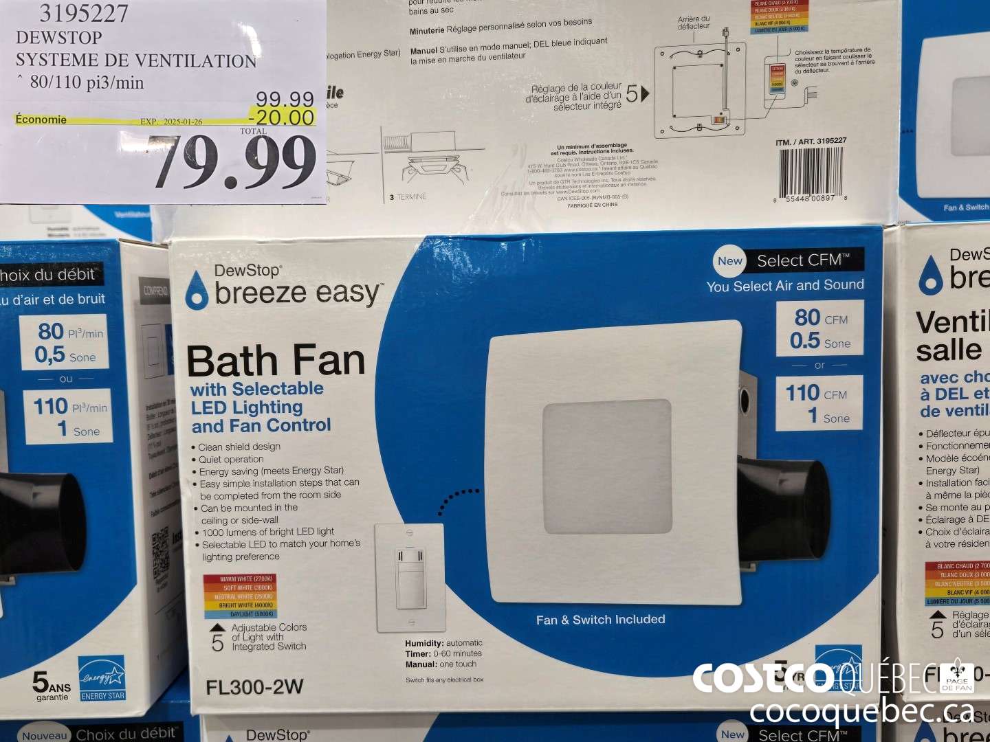 3195227 BREEZE EASY VENTILATEUR DE BIN 80/100 CFM  ($20.00 INSTANT SAVINGS EXPIRES ON 2025-01-26) $79.99