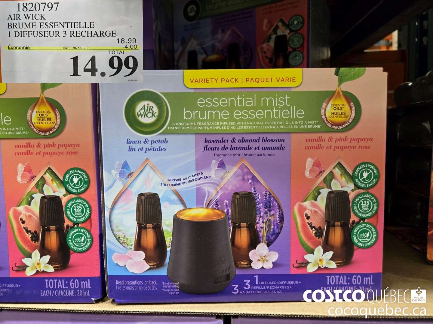 1820797 BRUME ESSENTIELLE 1 DIFFUSEUR 3 RECHARGE  ($4.00 INSTANT SAVINGS EXPIRES ON 2025-01-19) $14.99