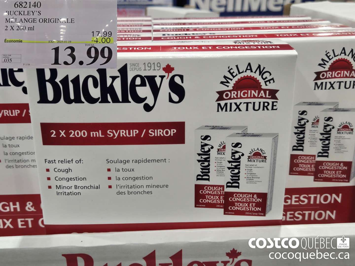 682140 BUCKLEY'S MELANGE ORIGINAL 2 X 200 ML. ($4.00 INSTANT SAVINGS EXPIRES ON 2025-01-19) $13.99