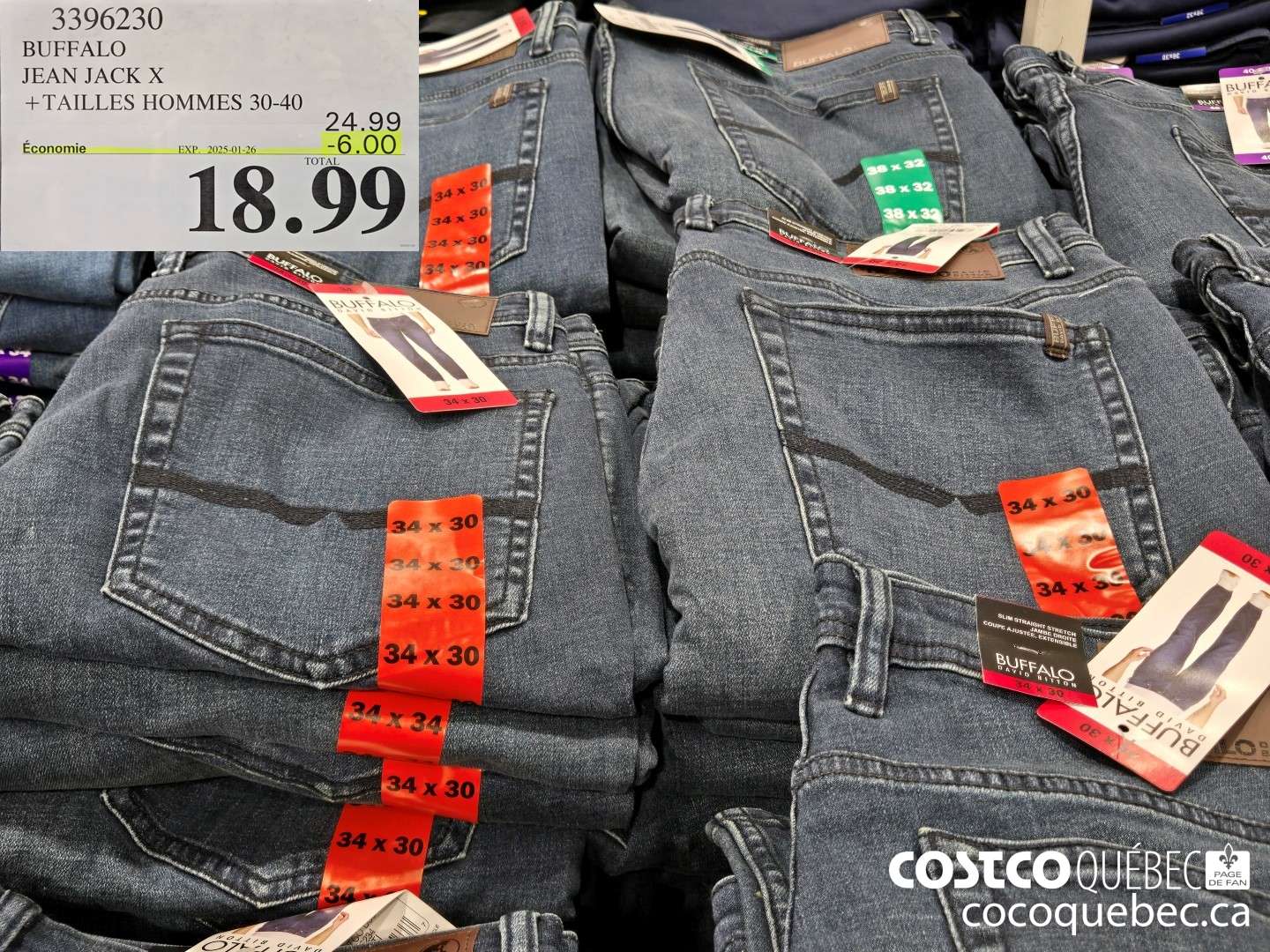 3396230 BUFFALO JACK X JEAN + TAILLES HOMMES 30-40 ($6.00 INSTANT SAVINGS EXPIRES ON 2025-01-26) $18.99
