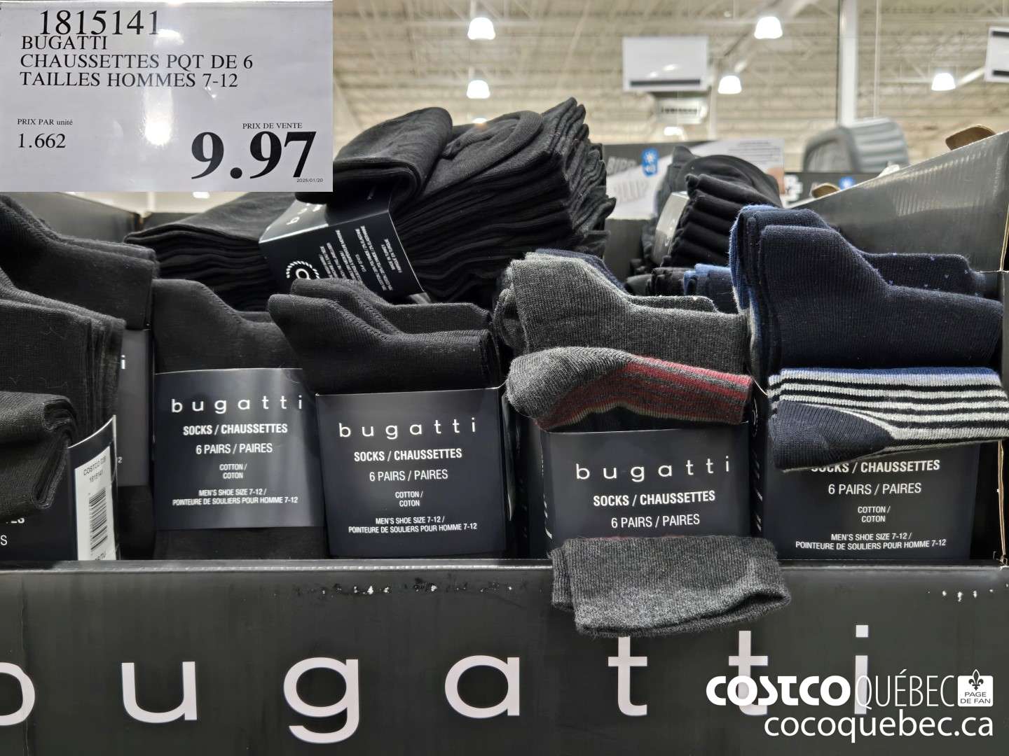 1815141 BUGATTI CHAUSSETTES POT DE 6 TAILLES HOMMES 7-12  $9.97