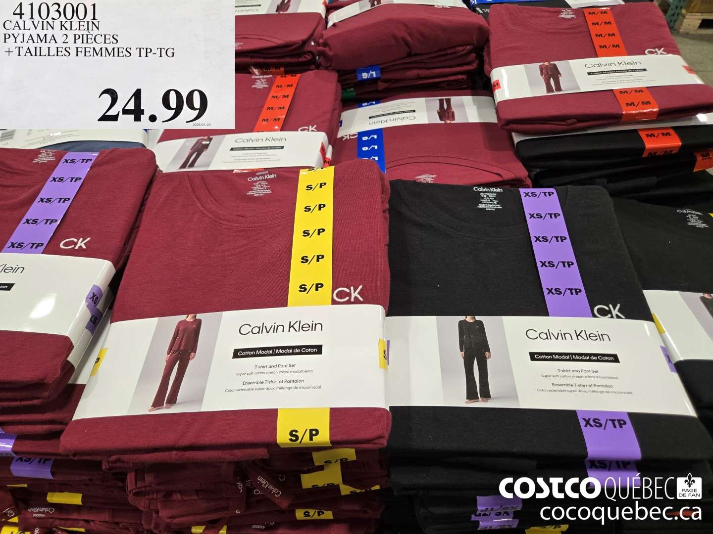 4103001 CALVIN KLEIN PYJAMA 2 PIECES +TAILLES FEMMES TP-TG  $24.99