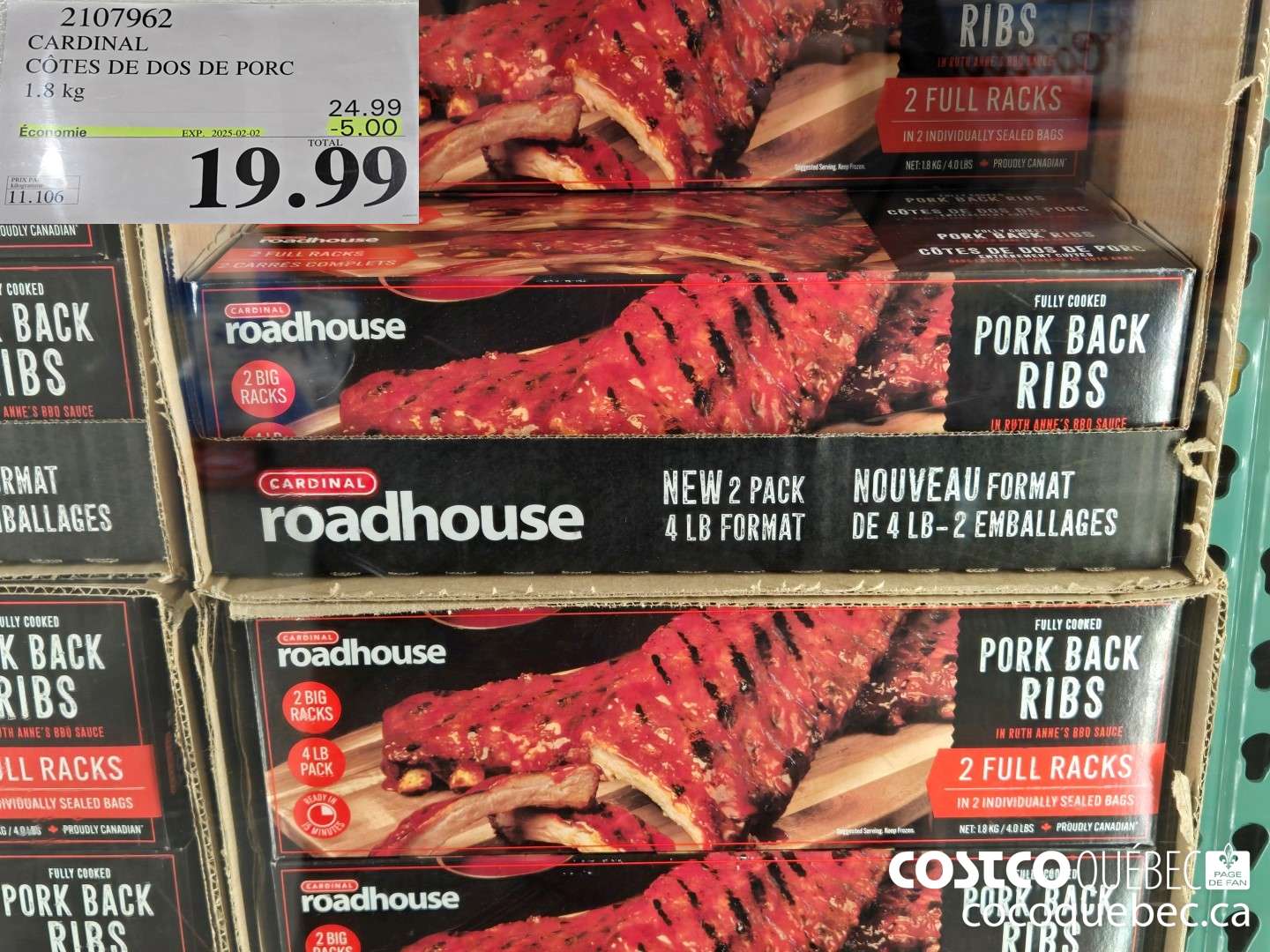 2107962 CARDINAL COTES DE DOS DE PORC 1.8 kg  ($5.00 INSTANT SAVINGS EXPIRES ON 2025-02-02) $19.99