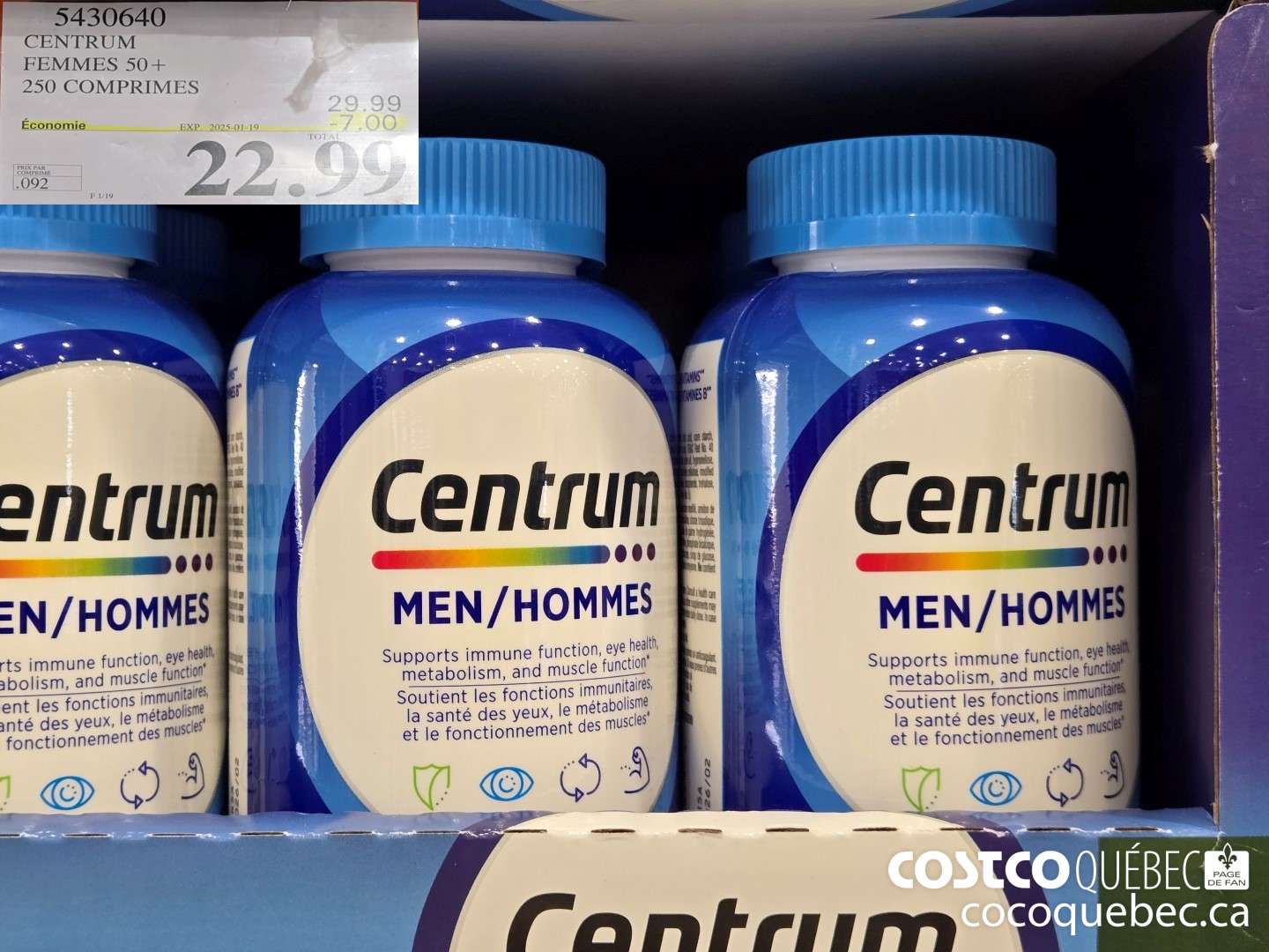 5430640 CENTRUM FEMMES 50+ 250 COMPRIMES ($7.00 INSTANT SAVINGS EXPIRES ON 2025-01-19) $22.99