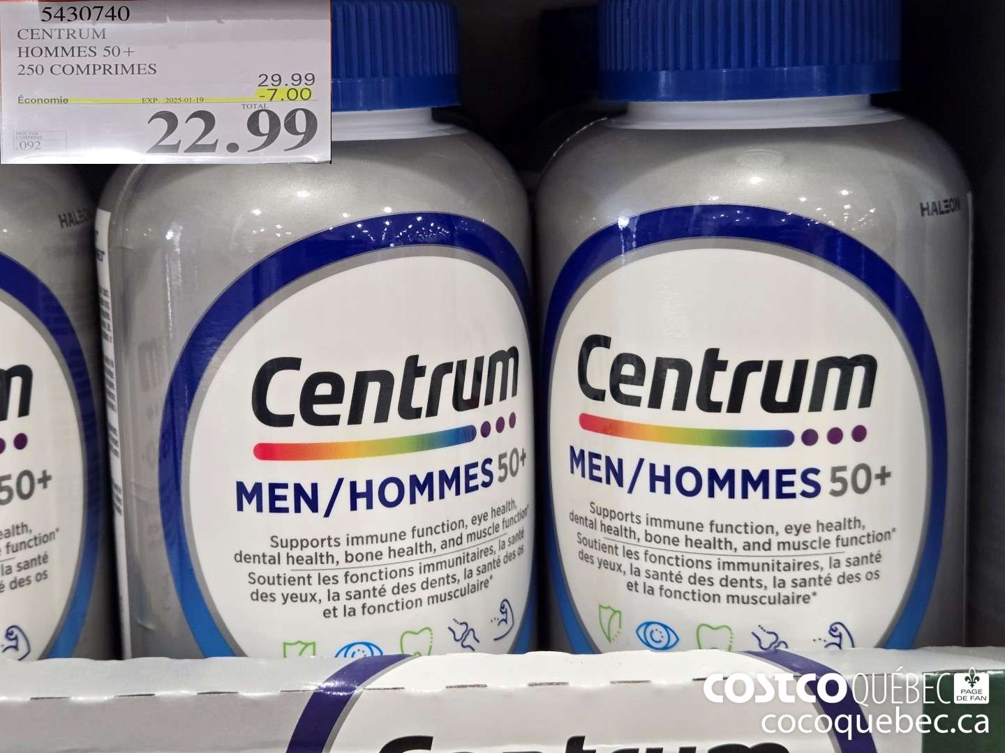 5430740 CENTRUM HOMMES 50+ 250 COMPRIMES  ($7.00 INSTANT SAVINGS EXPIRES ON 2025-01-19) $22.99
