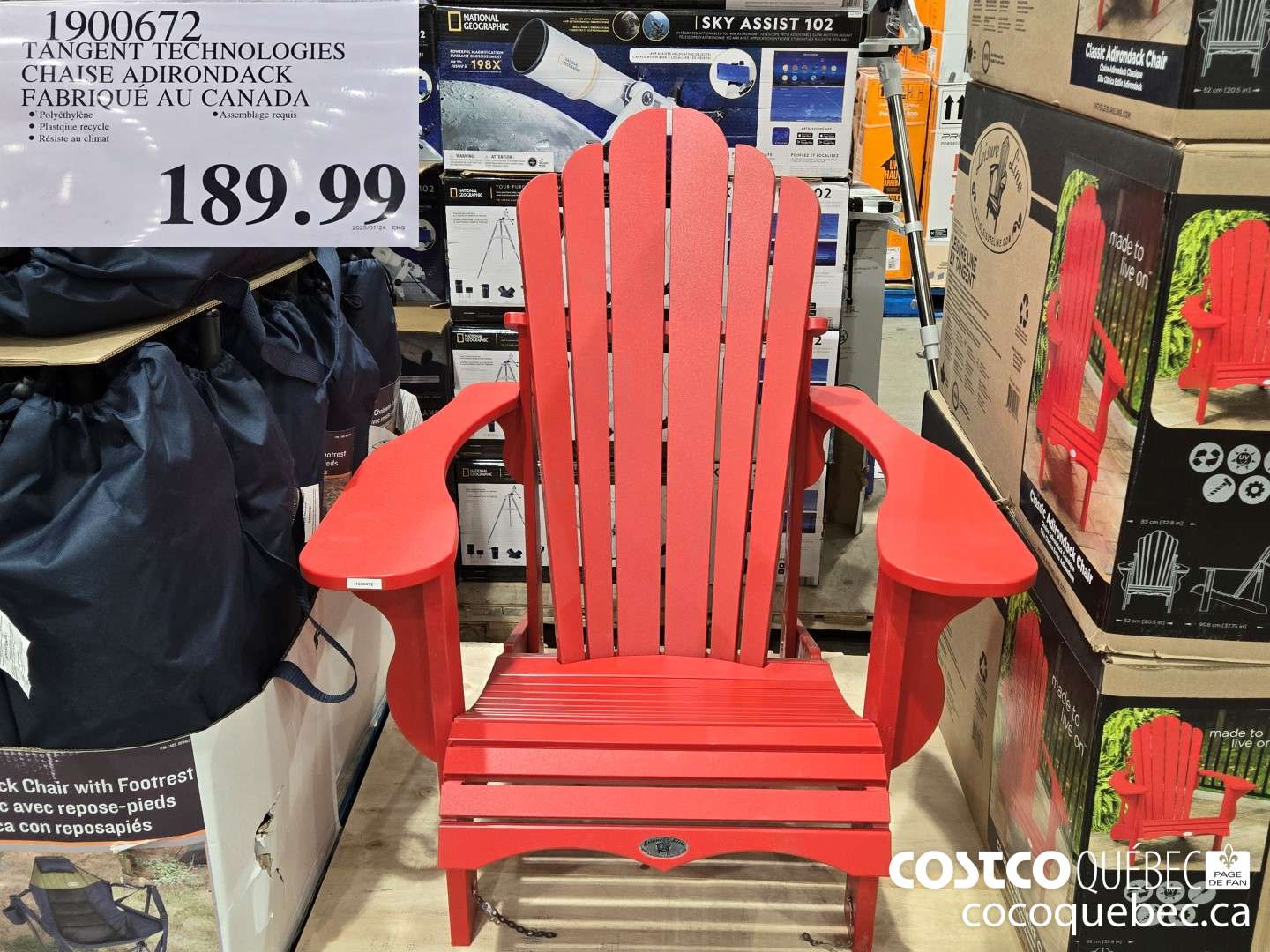 1900672 CHAISE ADIRONDACK FABRIQUE AU CANADA $189.99