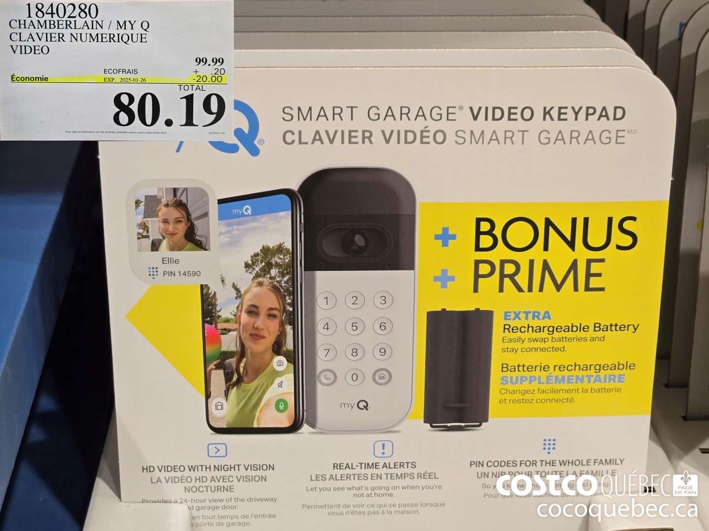 184028 CHAMBERLAIN / MY Q CLAVIER NUMERIQUE VIDEO  ($20.00 INSTANT SAVINGS EXPIRES ON 2025-01-26) $80.19