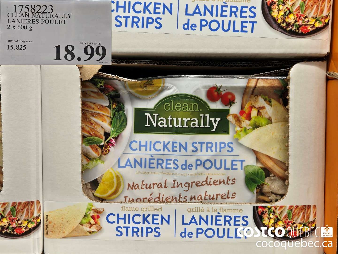 1758223 CLEAN NATURALLY LANIERES POULET 2 x 600 g  $18.99