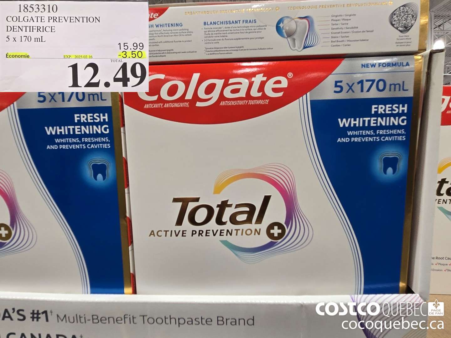 1853310 COLGATE PREVENTION DENTIFRICE  ($3.50 INSTANT SAVINGS EXPIRES ON 2025-02-16) $12.49