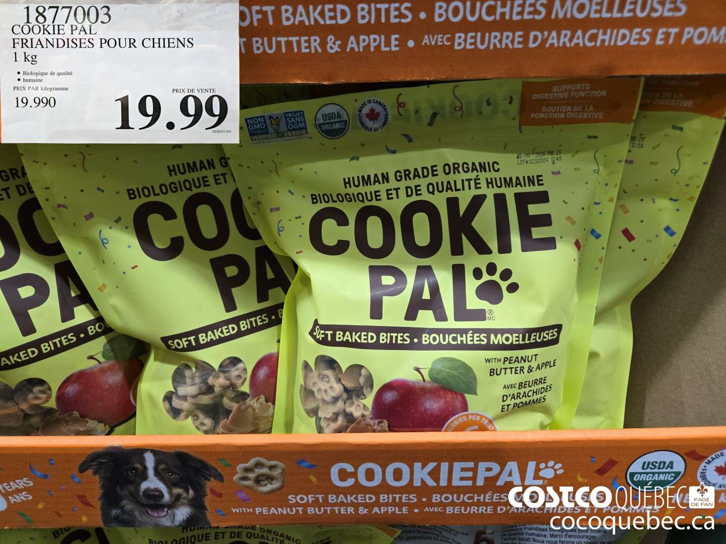 1877003 COOKIE PAL ERIANDISES ROUR CHIENS 1KG  $19.99