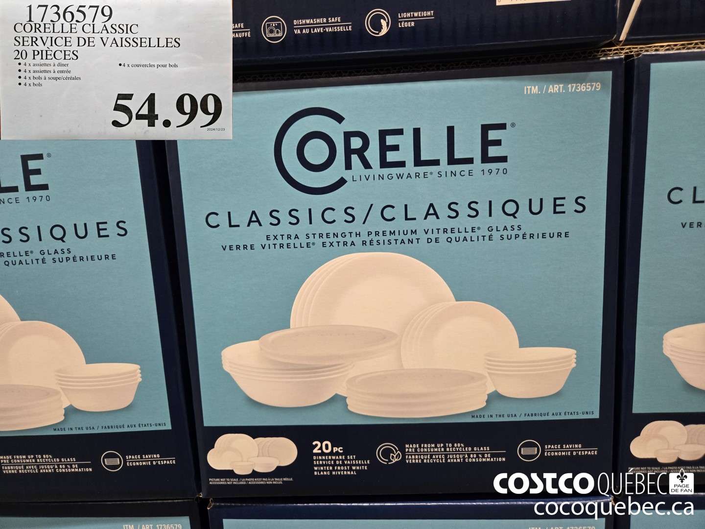 1736579 CORELLE CLASSIC SERVICE DE VAISELLES 20 PIECES  $54.99