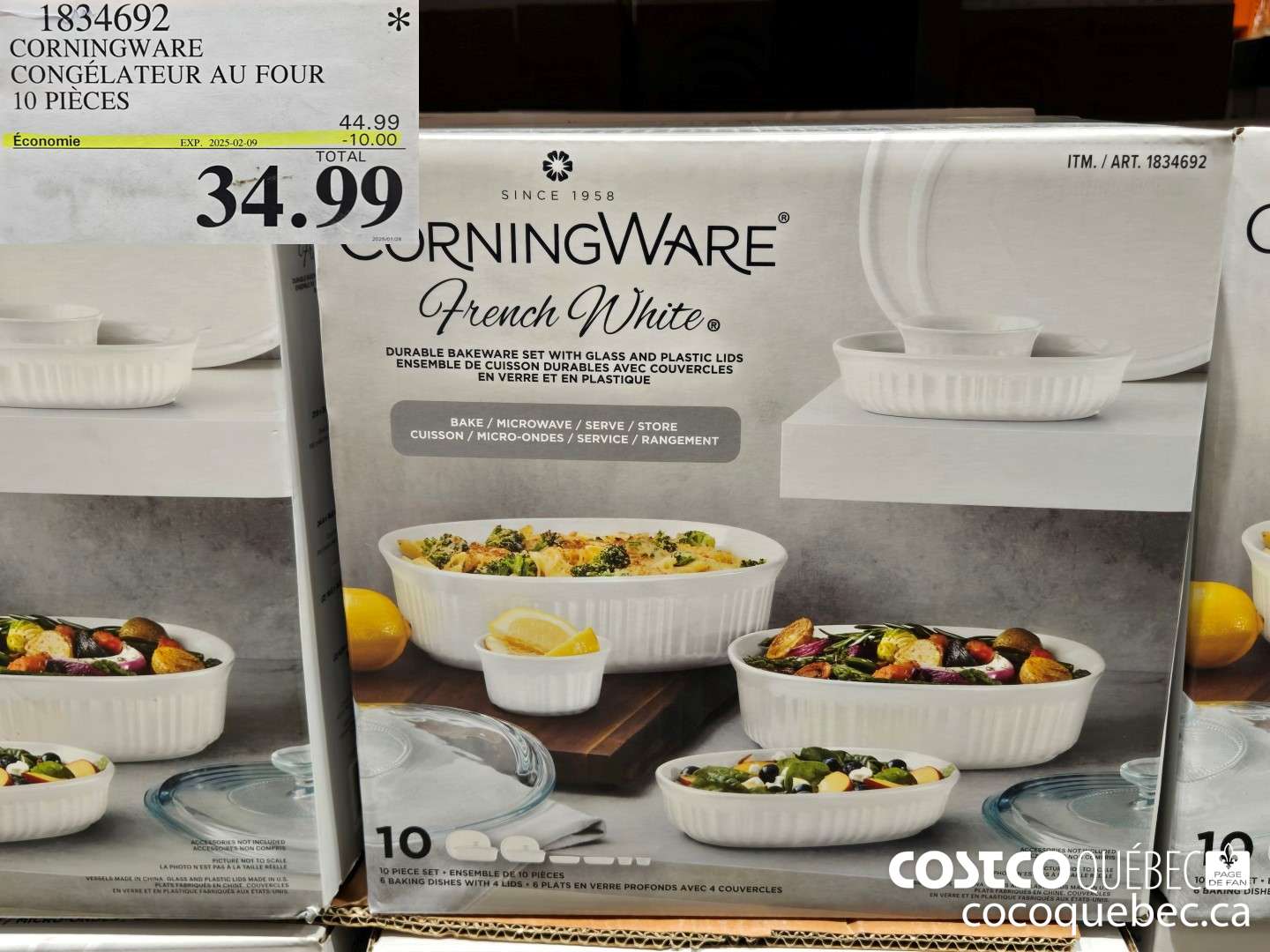 1834692 CORNINGWARE CONGELATEUR AU FOUR 10 PIECES  ($10.00 INSTANT SAVINGS EXPIRES ON 2025-02-09) $34.99